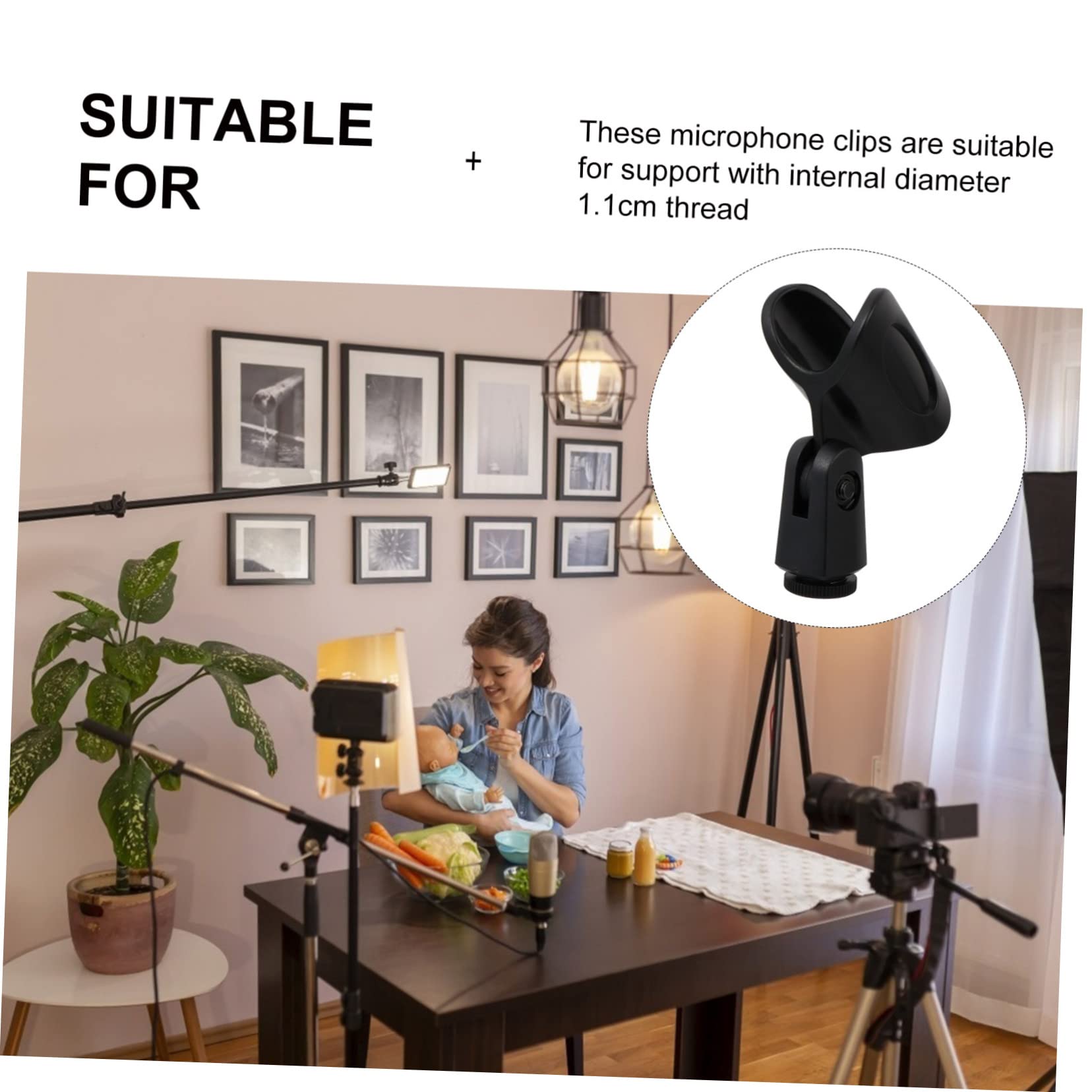 1Set Microphone Holder Clips Mic Clips for Standard Stands for Ktv and Stage Performances Easy Installation Black