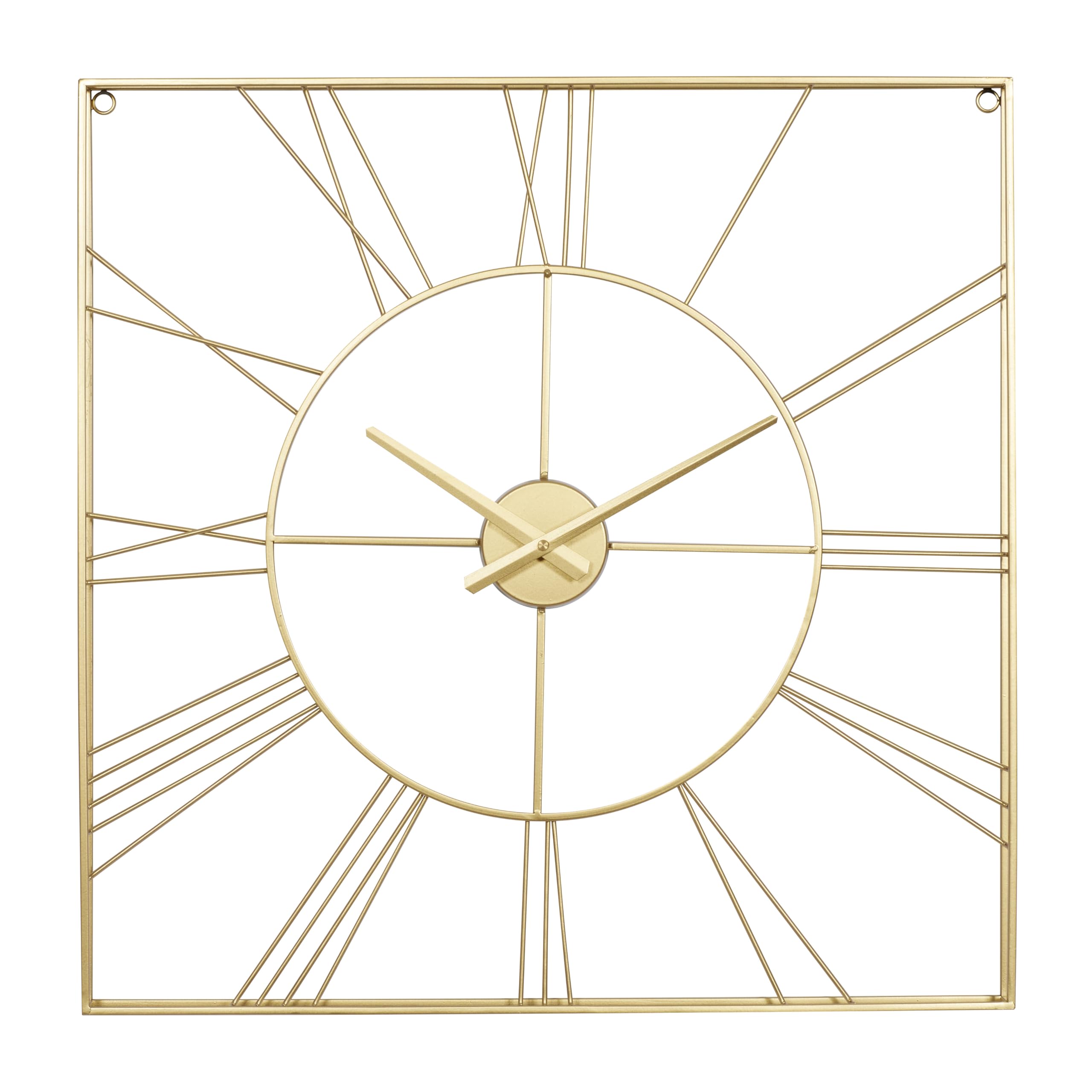 cosmoliving by cosmopolitan metal open frame square wall clock, 24" x 2" x 24", gold