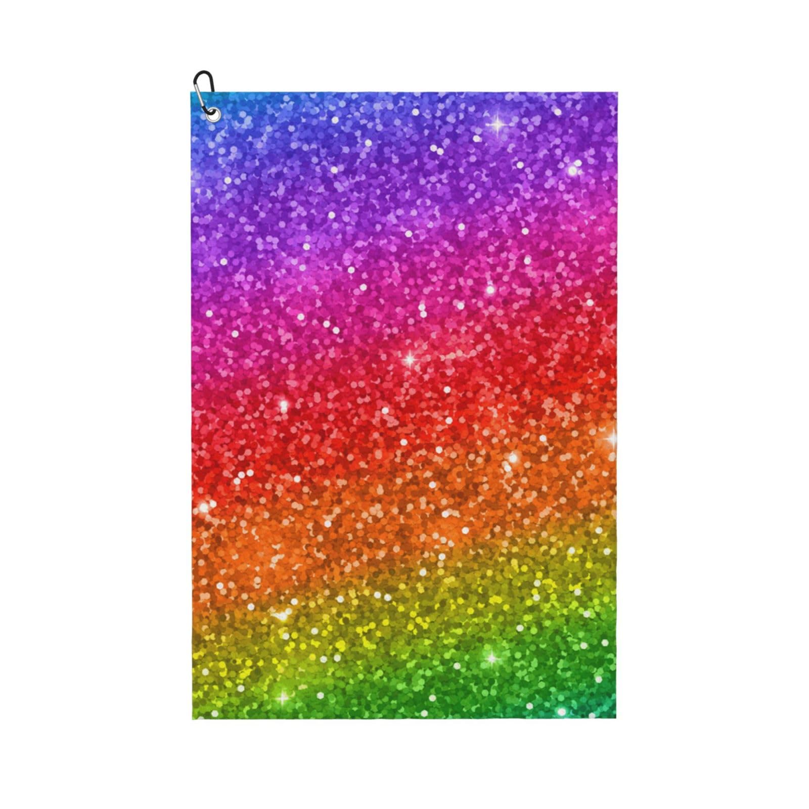 Hnnkloy Colorful Glitter, 16x24 in Portable Waffle Golf Towels with Carabiner Clip for Golf Bag