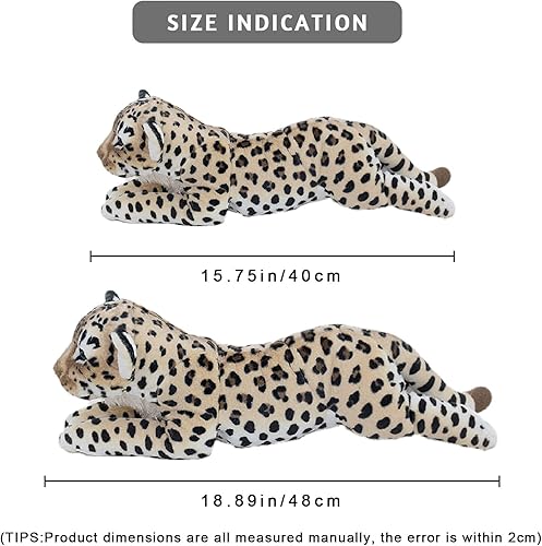 Miniatura 4 de Peluche de guepardo, animal de peluche de leopardo de 16 pulgadas, almohada de peluche de guepardo, guepardo, lindo, gigante realista, de peluche,