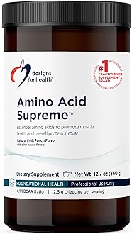 Complete Amino Acid Powder with BCAAs - Amino Acid Supreme, Fruit Punch (30 Servings / 360g)