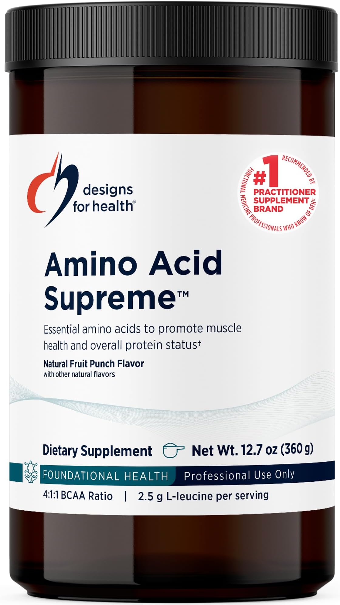 Designs for Health Complete Amino Acid Powder with BCAAs - Amino Acid Supreme, Fruit Punch (30 Servings / 360g)