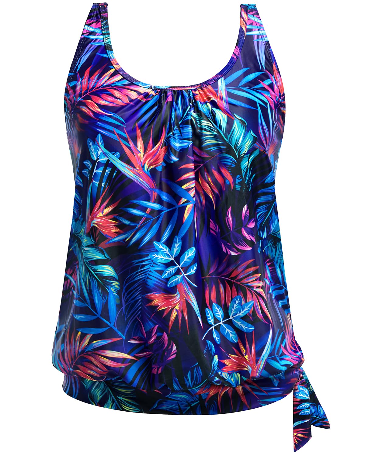 Yonique Womens Blouson Tankini Swim Top Loose Fit Strappy Bathing Suit