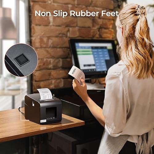 Miniatura 3 de MUNBYN Impresora de recibos P072, impresoras de recibos USB compatibles con cajón de efectivo y papel de recibo de 3.150 in, impresora térmica de