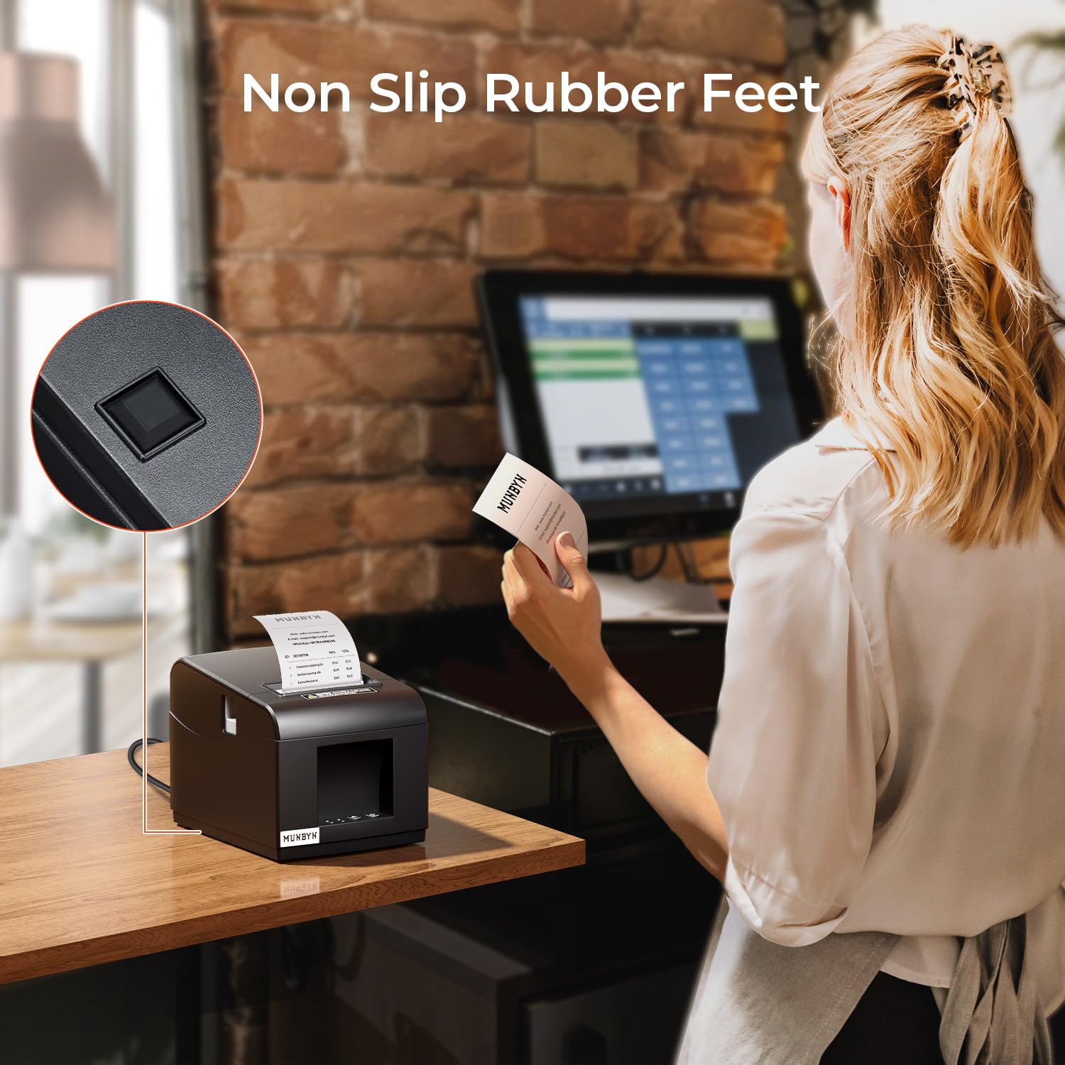 MUNBYN Thermodrucker ITPP072 Bondrukcer 80mm Belegdrucker POS-Drucker mit USB+LAN-Anschluss Quittungsdrucker kompatibel mit Android Windows ChromeOS Linux Unterstützt Keine Bluetooth-Verbindung