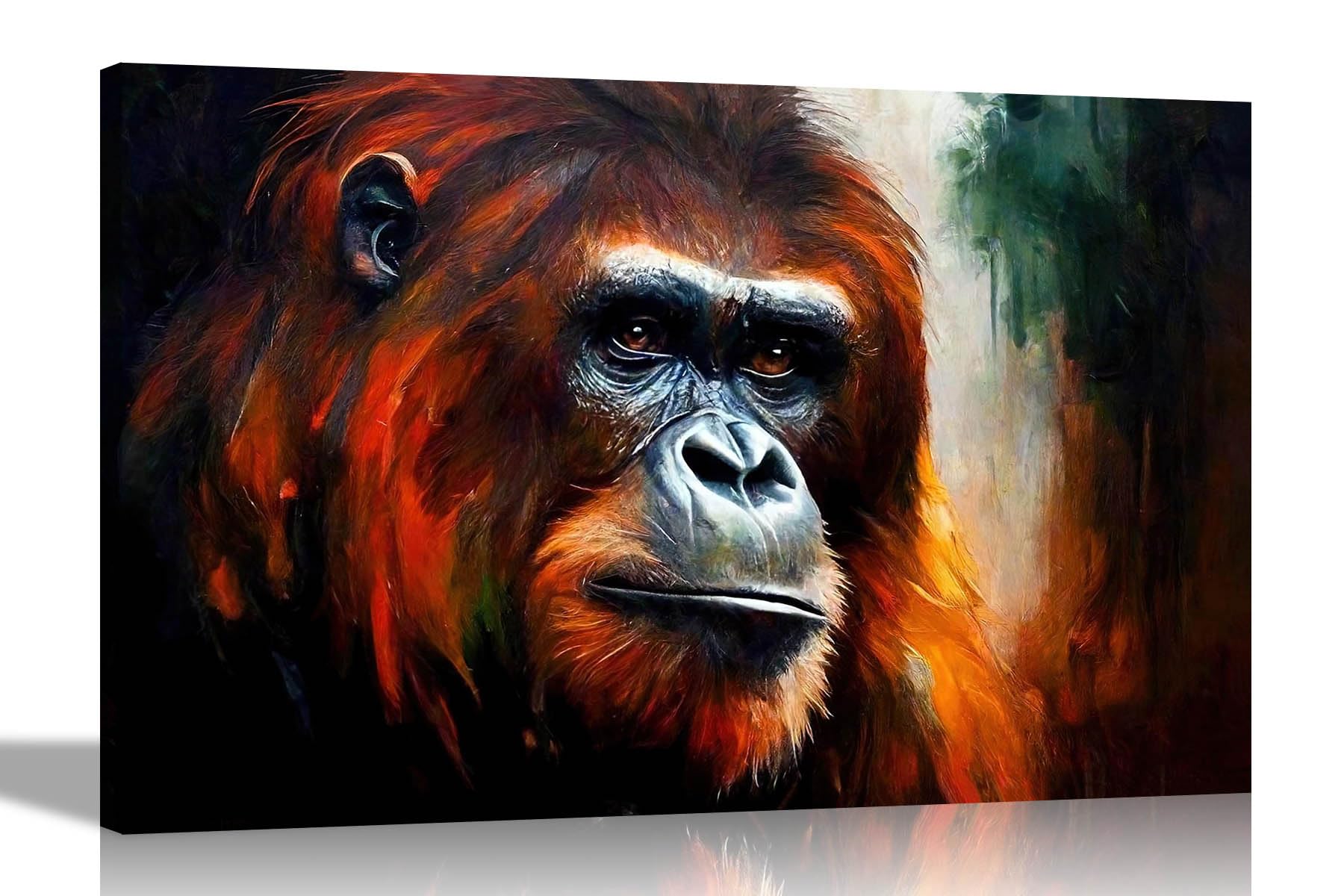 Artley Prints Multicoloured - Magical Orangutan Portrait Canvas Wall Prints For Living Room, Bedroom, Kids Room Animal Pictures Oil Painting Re-Print 51 X 35Cm (20 X 14 Inches)