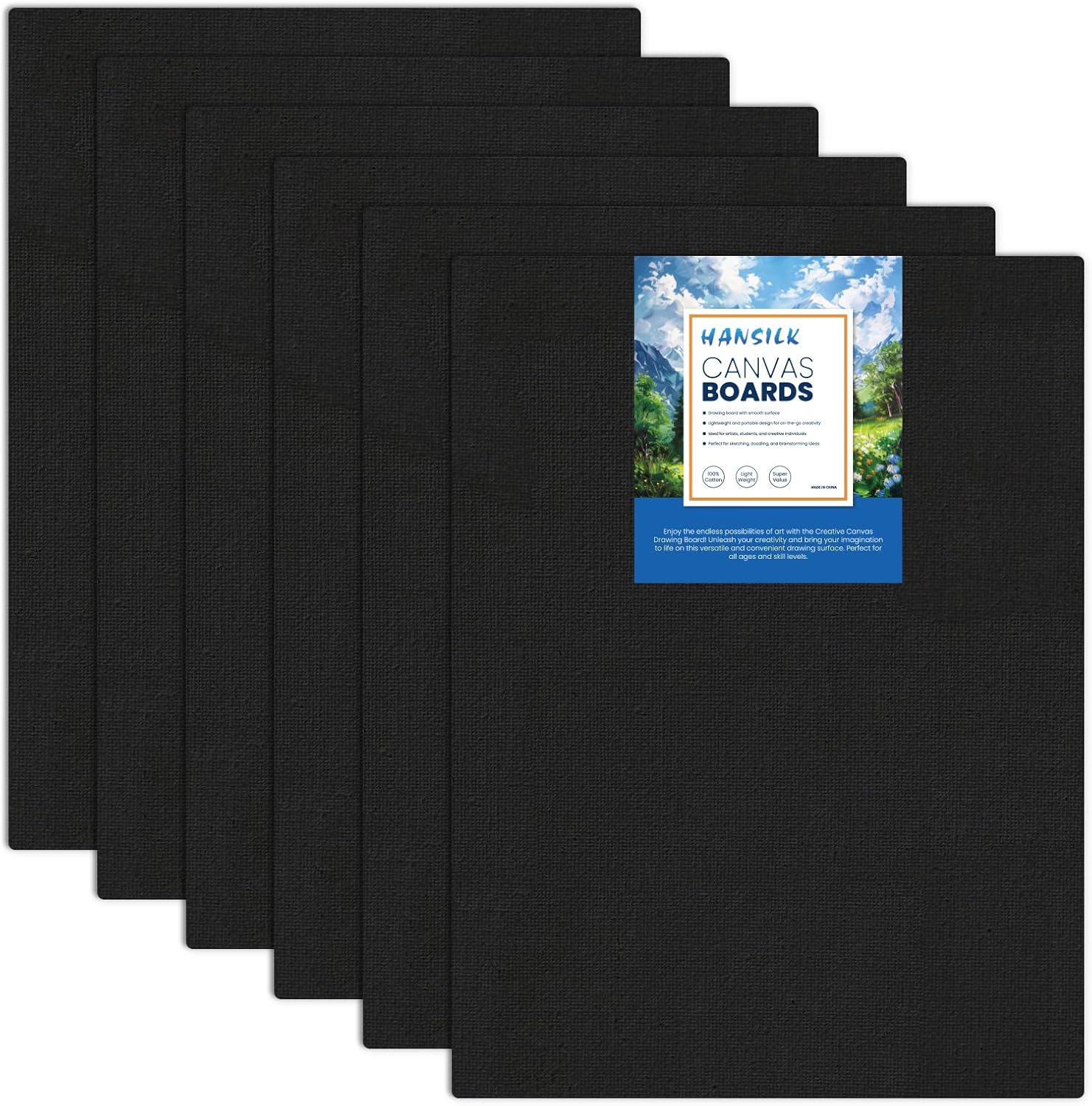 Black Canvases for Painting Pre Primed 100% Cotton White Blank Canvas Boards for Painting 5×7/9×12/12×16, Art Paint Canvas Panels for Acrylic Oil Watercolor Tempera Paints (Black, 5×7/9×12/12×16)