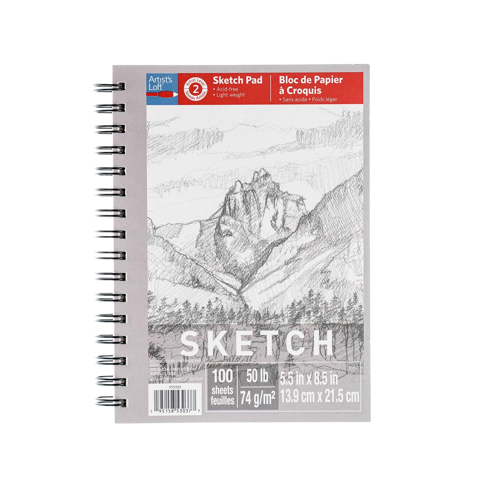 5.5" x 8.5" Sketch Pad by Artist's Loft - Lightweight Acid Free Paper for Drawing, Sketching, and Writing - 1 Pack