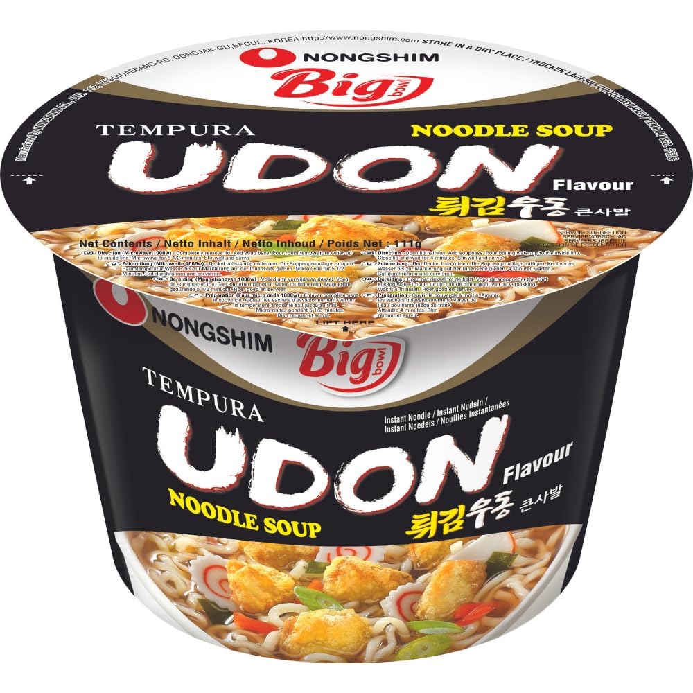Nong Shim Instantnudeln Udon Big Bowl - Koreanische Ramen Suppe - schnelle Zubereitung - 1er Pack à 111g