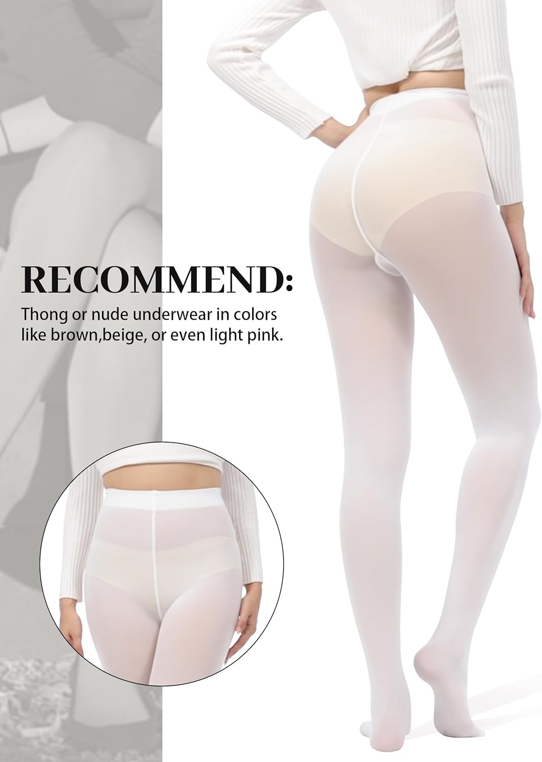 3 Pairs 80D Tights for Women Opaque Black High Waisted Stockings Womens Footed Pantyhose with Reinforced Toe - Image 5