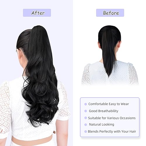 Miniatura 63 de Brown ponytail extension,16" claw clip hair extensions ponytail short curly hair ponytail Extension Natural Looking Synthetic Hairpiece for Women