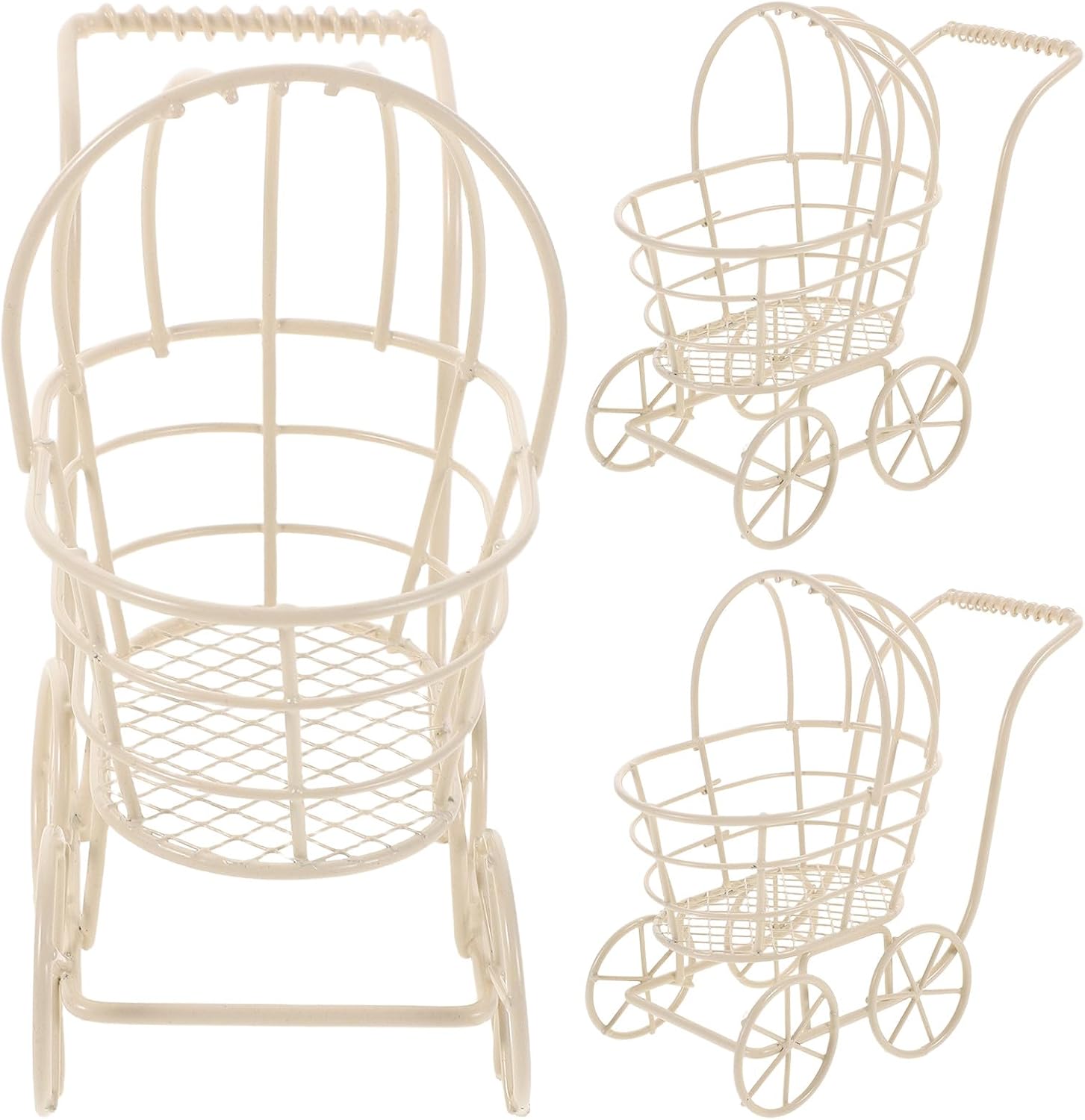 3pcs Miniature Stroller Toy: Miniature Metal Wire Stroller – Dollhouse Baby Pram Toys Accessory for Kids – Tiny Living Room Furniture Ornaments 3pcs Miniature Stroller Toy: Miniature Metal Wire Stroller – Dollhouse Baby Pram Toys Accessory for Kids – Tiny Living Room Furniture Ornaments