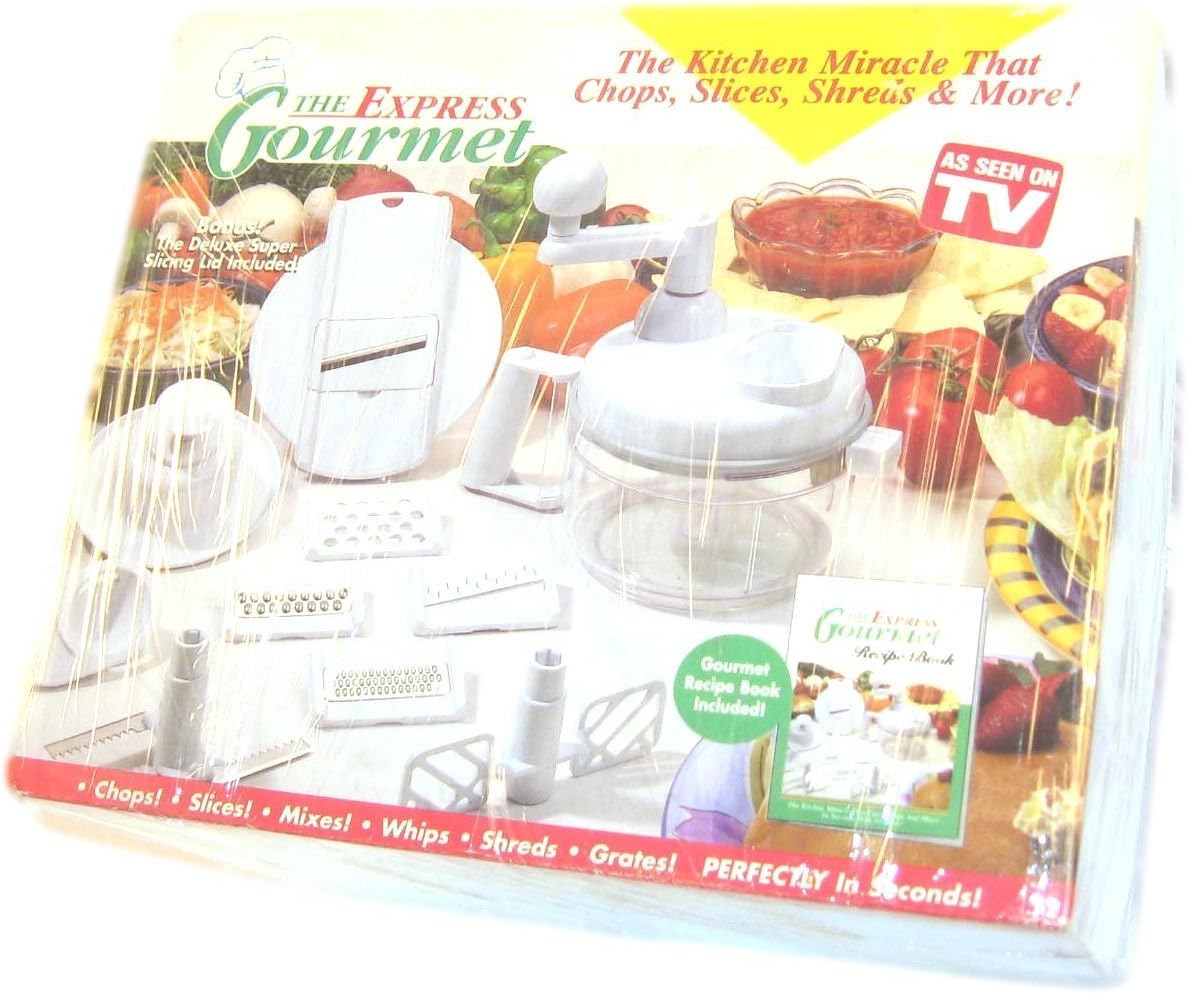 Express Gourmet Hand Food Processor Mixer Blender Slicer with Handle White