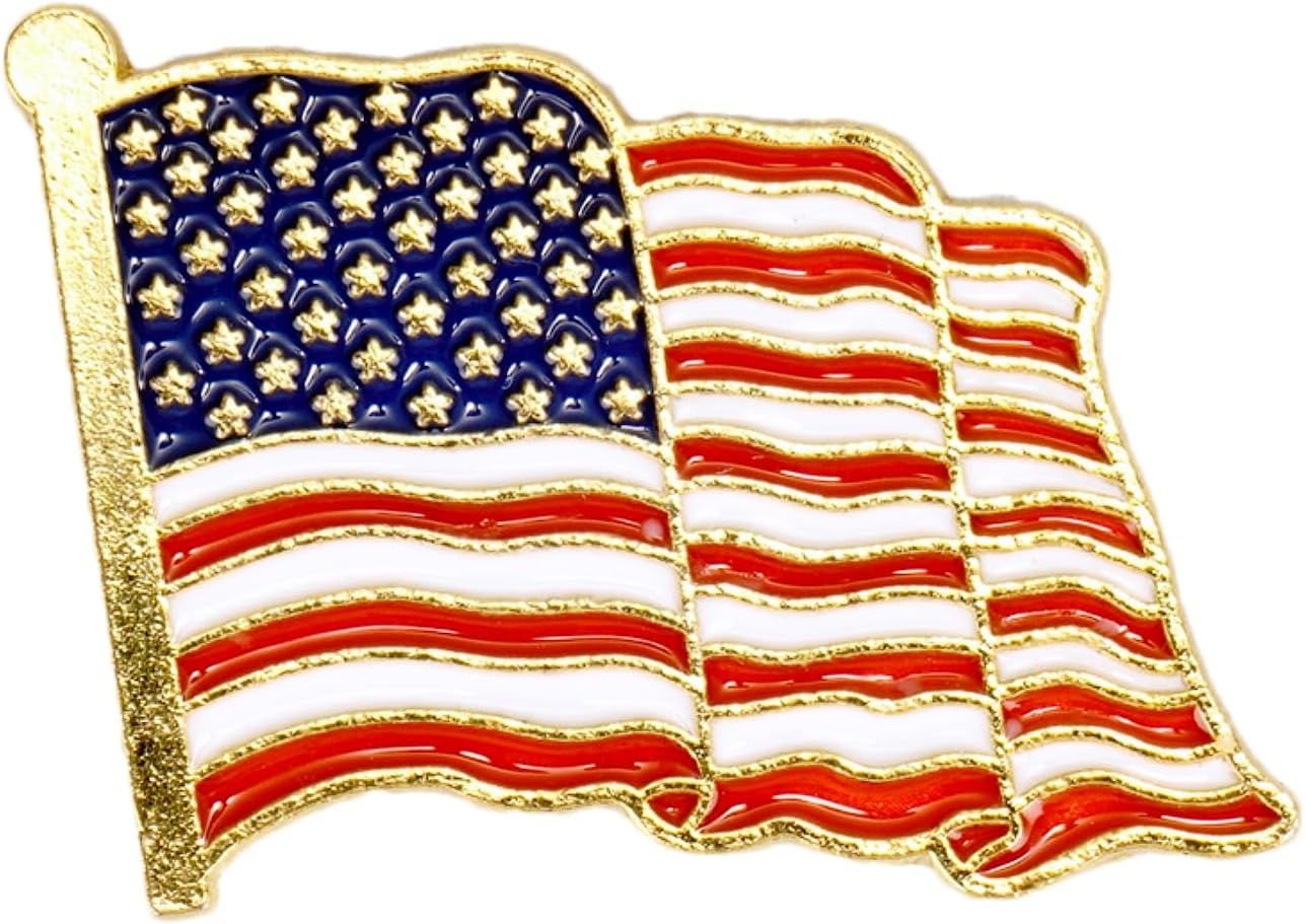 American Flag Pin, USA Patriotic Novelty Enamel Lapel Pin for Men, Women, Girls, Boys. US Durable Hat Pins For Backpacks, Lanyard, Bags, Caps, Clothes, Backpack
