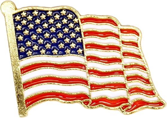 American Flag Pin, USA Patriotic Novelty Enamel Lapel Pin for Men, Women, Girls, Boys. US Durable Hat Pins For Backpacks, Lanyard, Bags, Caps, Clothes, Backpack