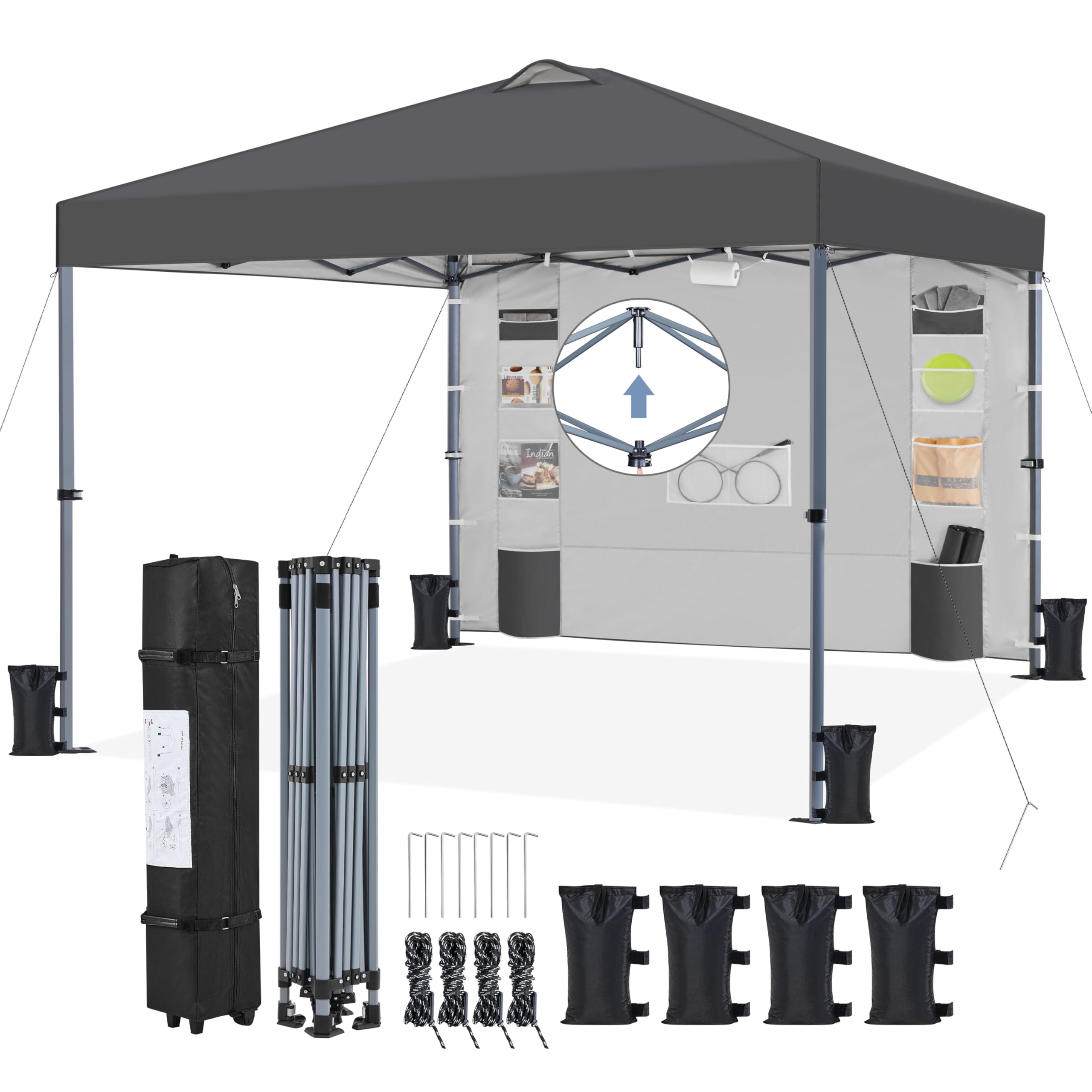 Pavillon Zelt mit Seitenwand & Aufbewahrungstaschen aus Mesh-Gewebe Pop-Up-Pavillon