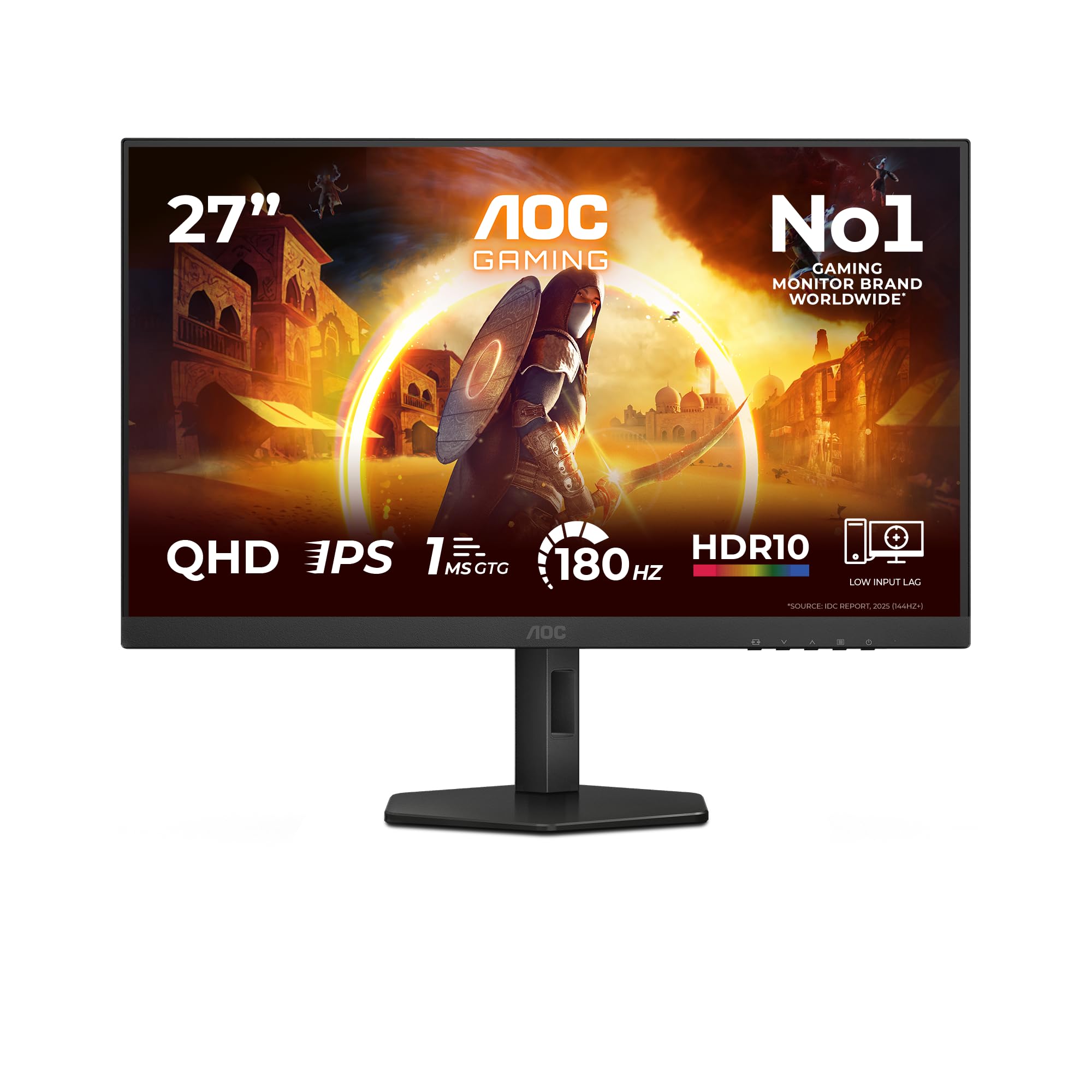 AOC Gaming Monitor Q27G4XF 27" WQHD 2560x1440 180Hz Fast IPS 0.5ms MPRT HDR10 G-Sync Compatible Nero