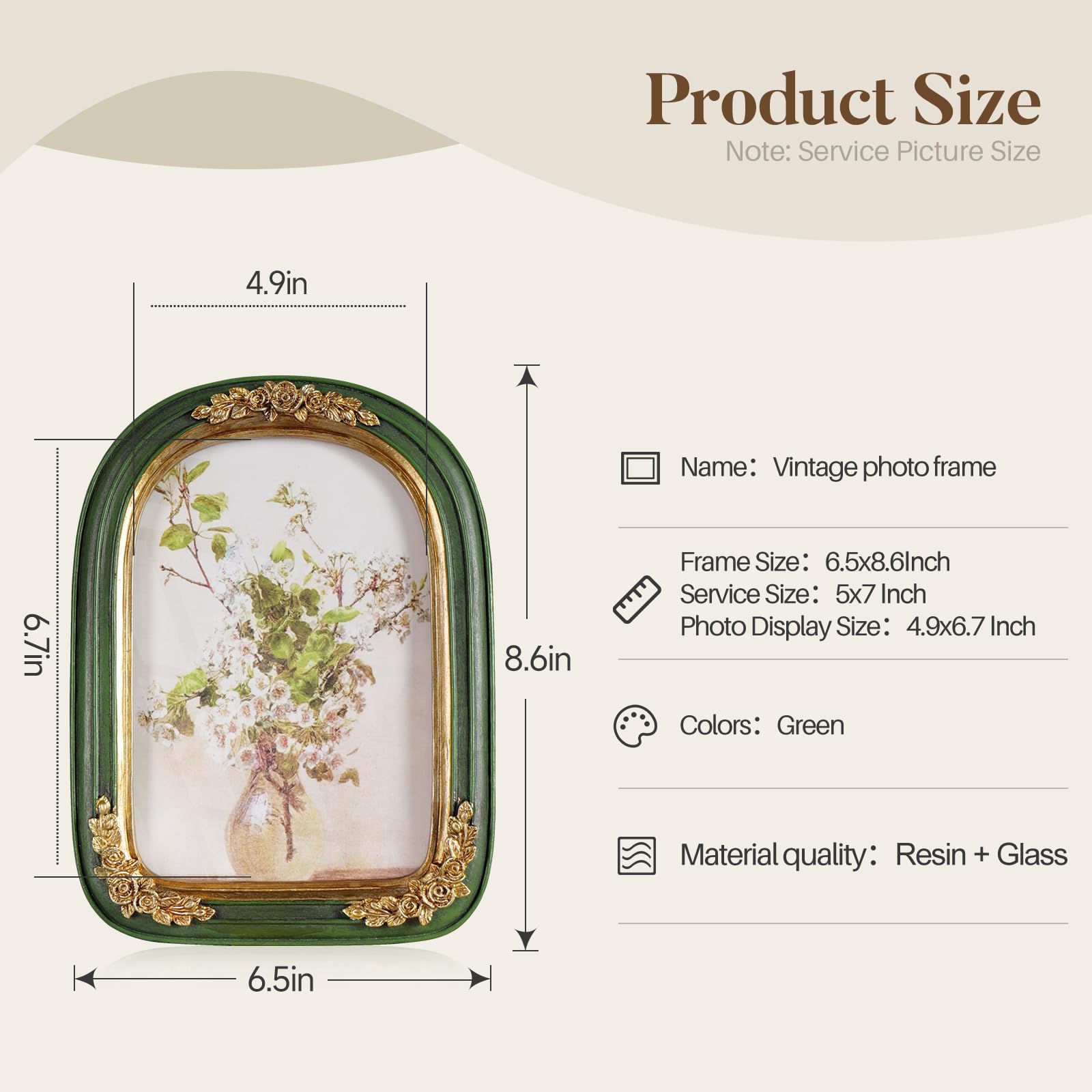 Cuspin Vintage Bilderrahmen 12,7x17,8 Cm – Barock-Design Aus Kunstharz, Schwarz-gold, Mit Standfuß & Aufhängung