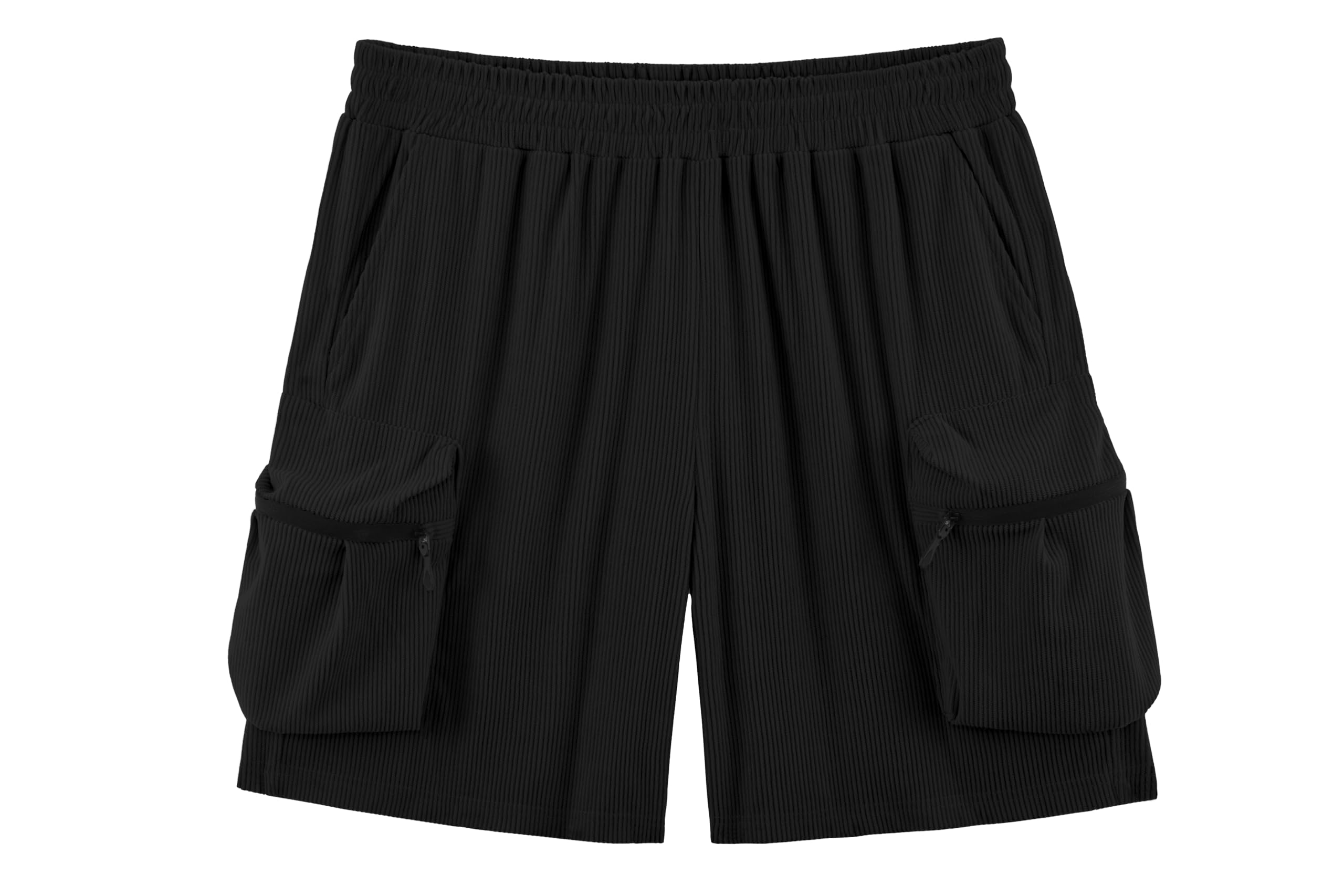 APTRO Corduroy Kurze Hosen Herren Cargo Shorts Sommer Elastische Taille Baggy Freizeitshorts mit Taschen