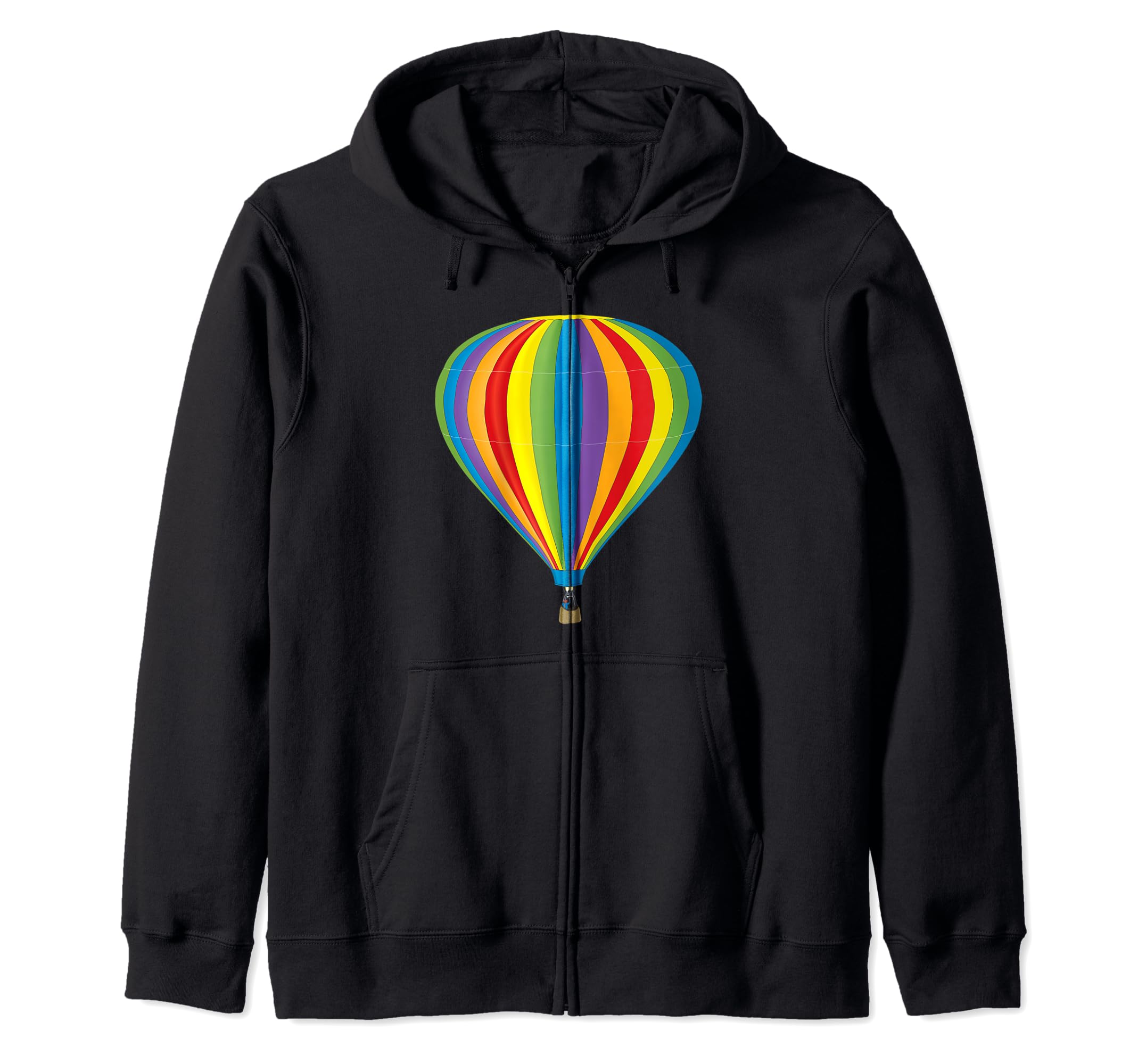 Colorful Hot Air Balloon Travel Adventure Sky Balloon Ride Zip Hoodie, Black