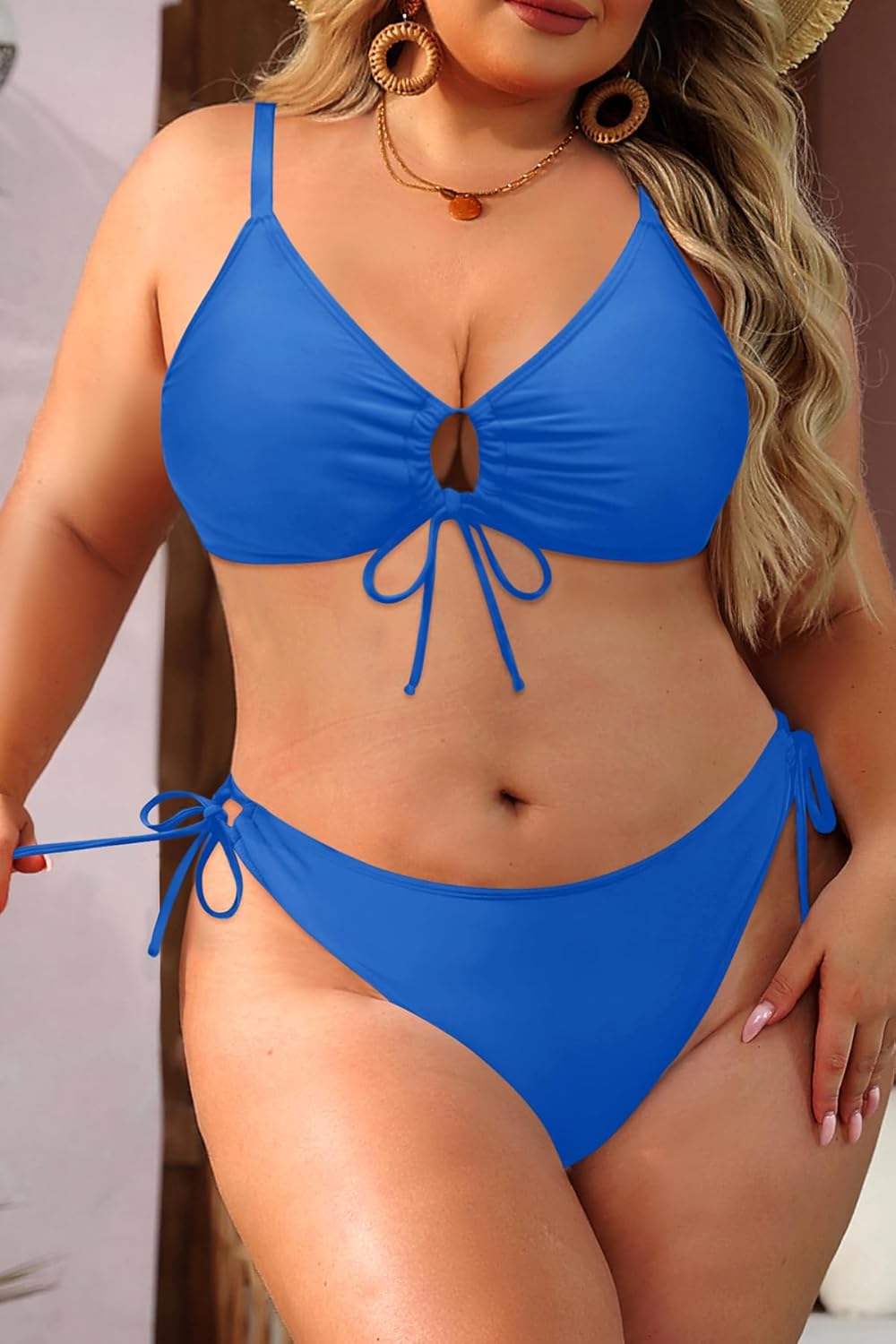 Daci Women's Plus Size Triangle Bikini Set, Sexy Tie Front Two-Piece Swimsuit - Image 7