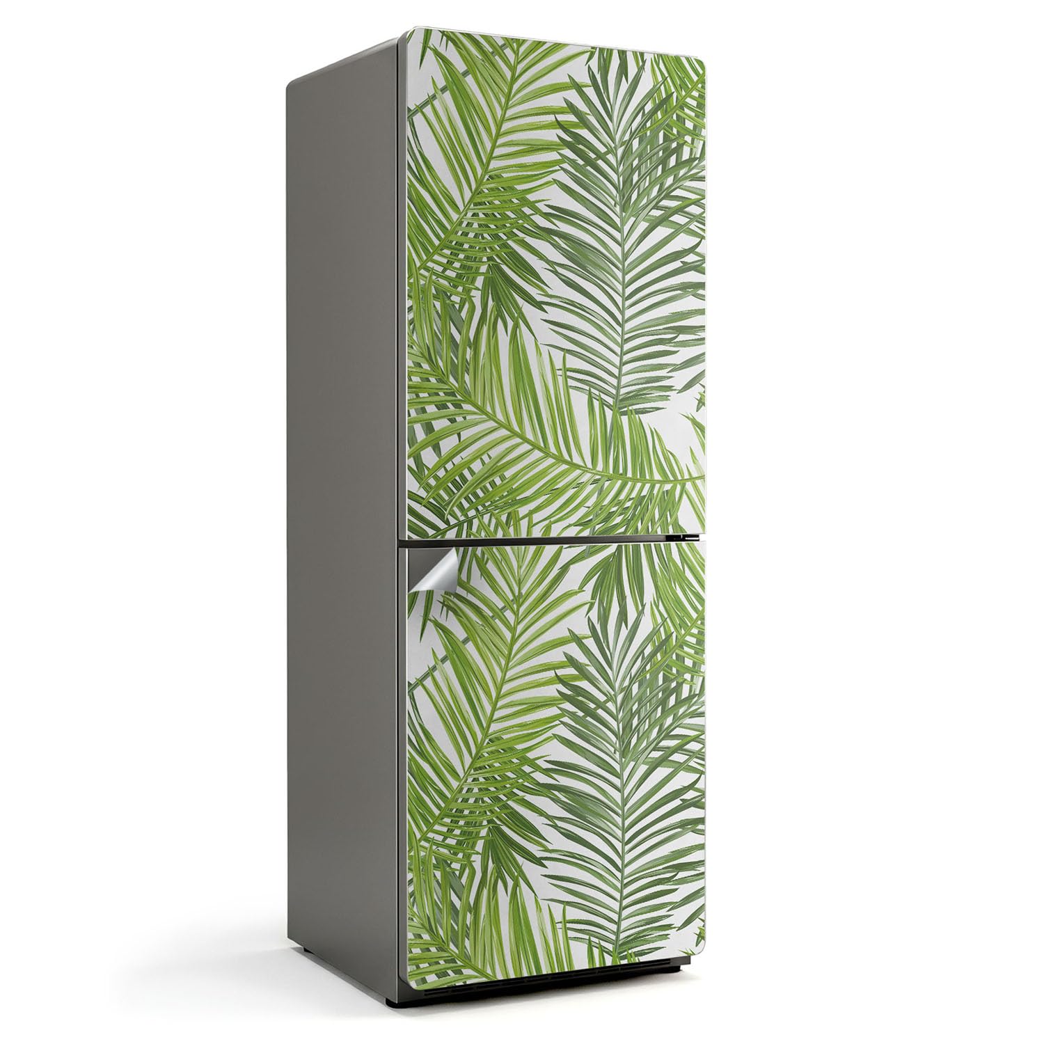Vinilo de Nevera 70x190 cm para Cubrir Desgaste con Diseño de Hojas Tropicales