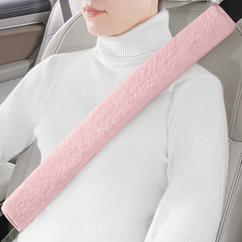 Capa para Cinto de Segurança LACDL Extra Longa, Pelúcia Macia, Rosa – 65 cm, 1 unidade