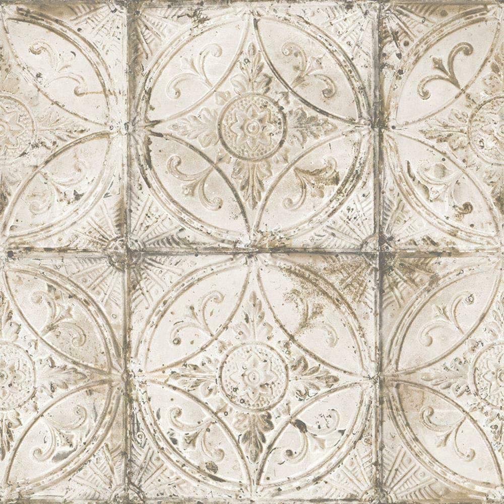 Galerie Rustic Traditional Floral Tile Wallpaper Stylish Cream Paste The Wall