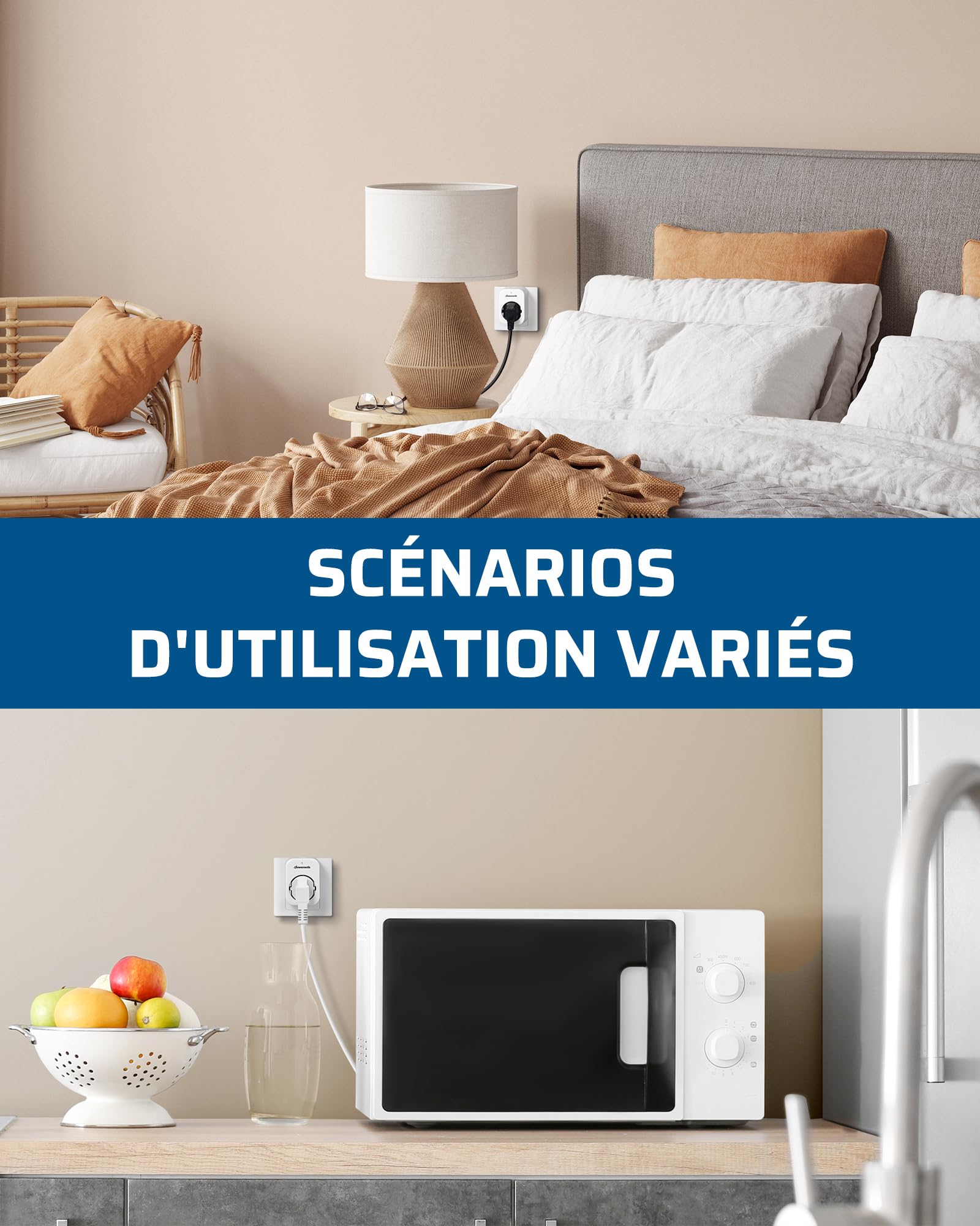 DEWENWILS Prises Sans Fil avec 2 Télécommandes, 10A 2300W, 5 Prises | Sans Câble Requis, Interrupteur Lumière Extensible pour Décoration de Fêtes, Portée 30 m, Préprogrammé, Blanc