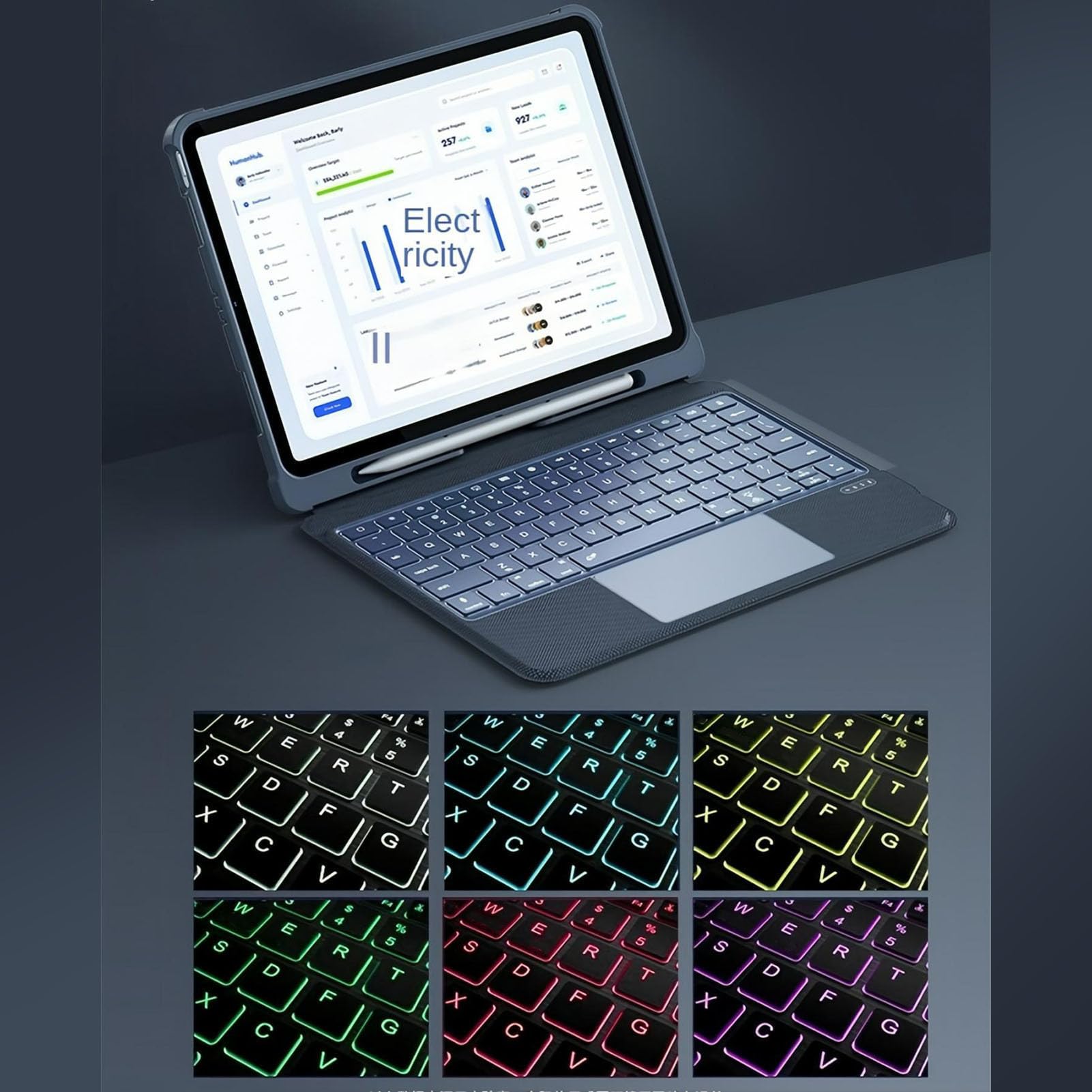 Etui na klawiaturę, Etui na klawiaturę BT na Tablet, Podstawa z obrotową osią i Touchpadem na Tablety 10,9 Cala 10. Generacji