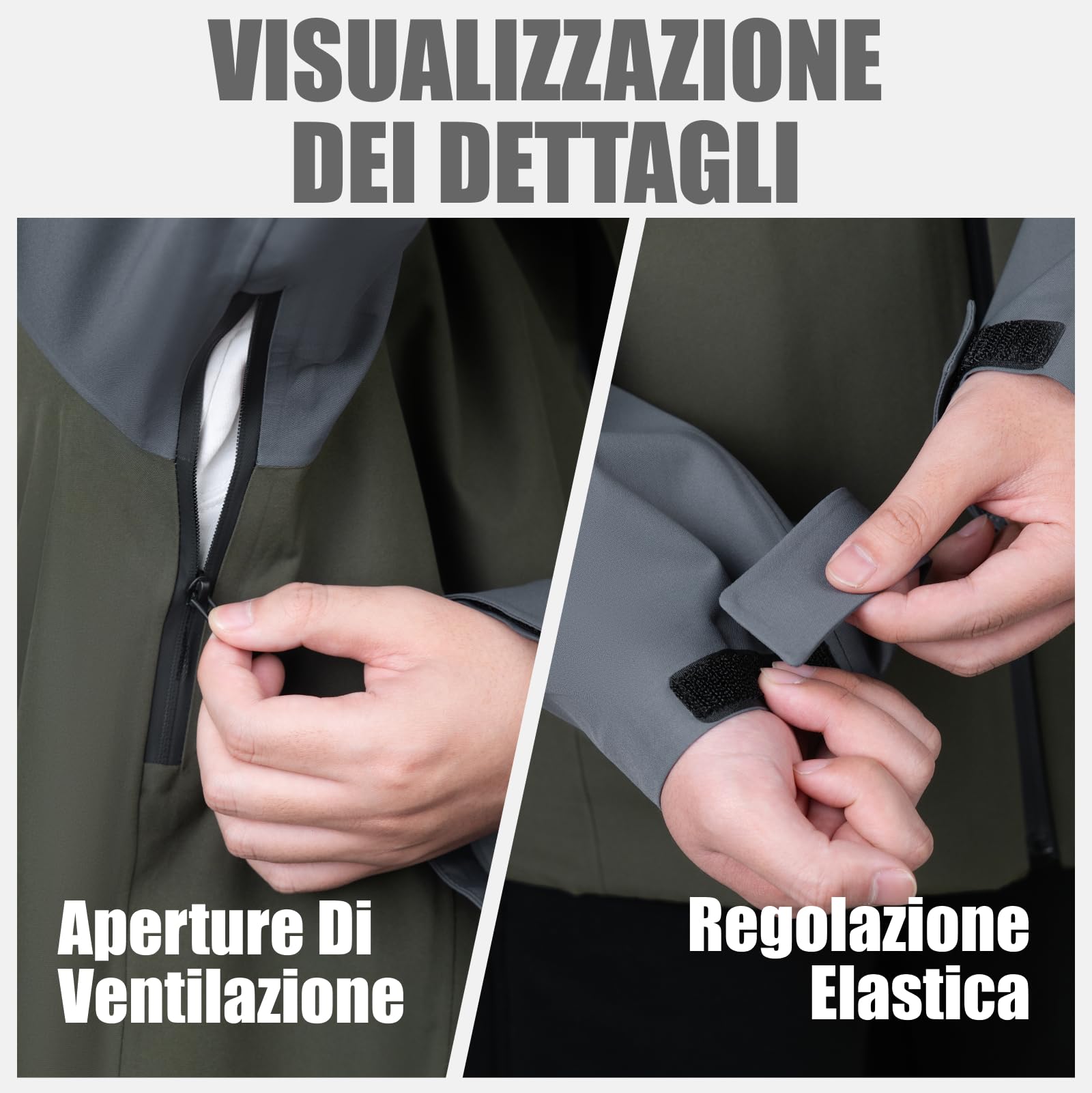 WORK IDEA Giacca da uomo 3 in 1, impermeabile (colonna d'acqua 10000 mm), traspirante, antivento con cappuccio e interno in pile, giacca funzionale per escursioni, bicicletta, campeggio e attività