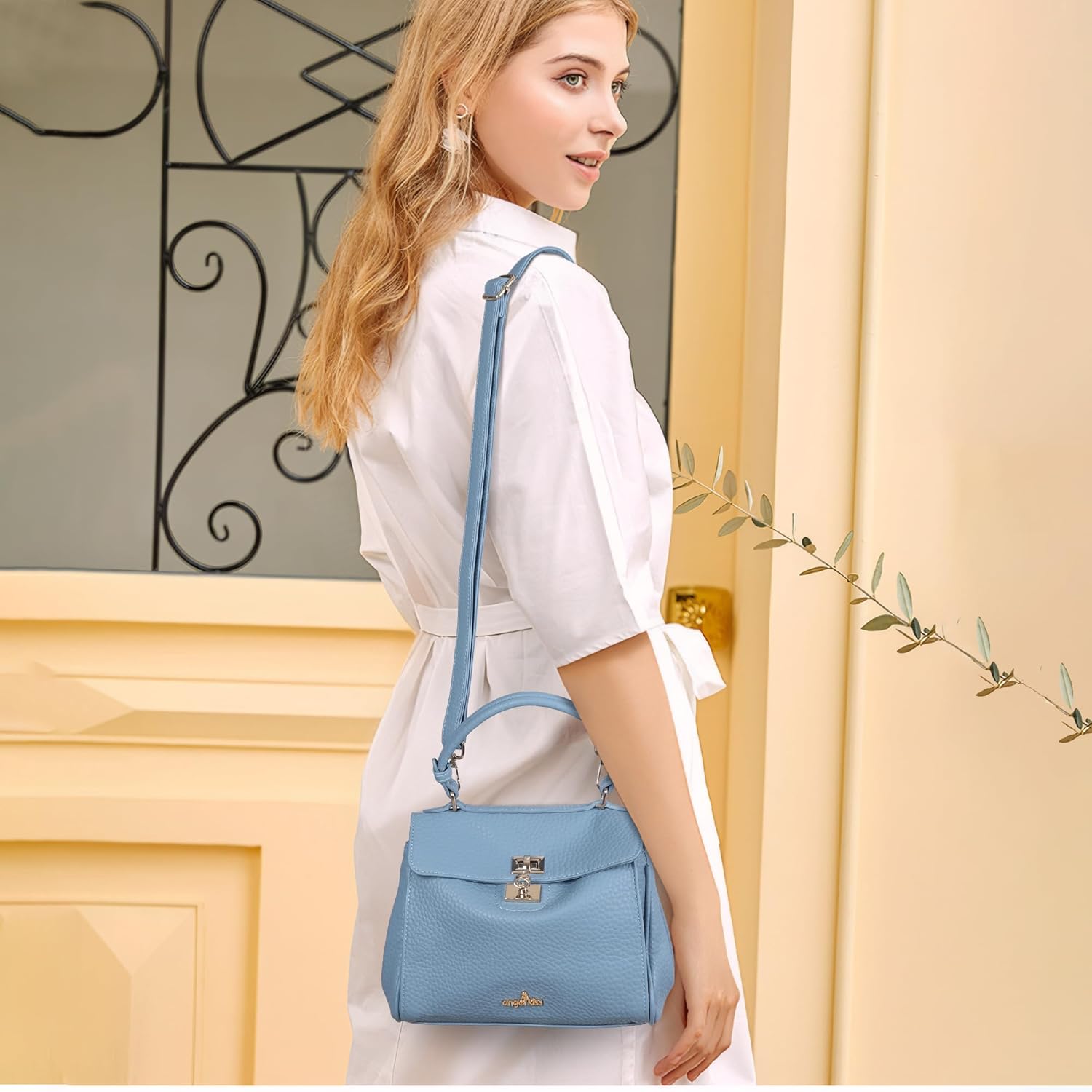 Angel Kiss Small Top Handle Satchel Purses and Handbags for Women Soft Vegan Leather Tote Shoulder Bag - Image 2