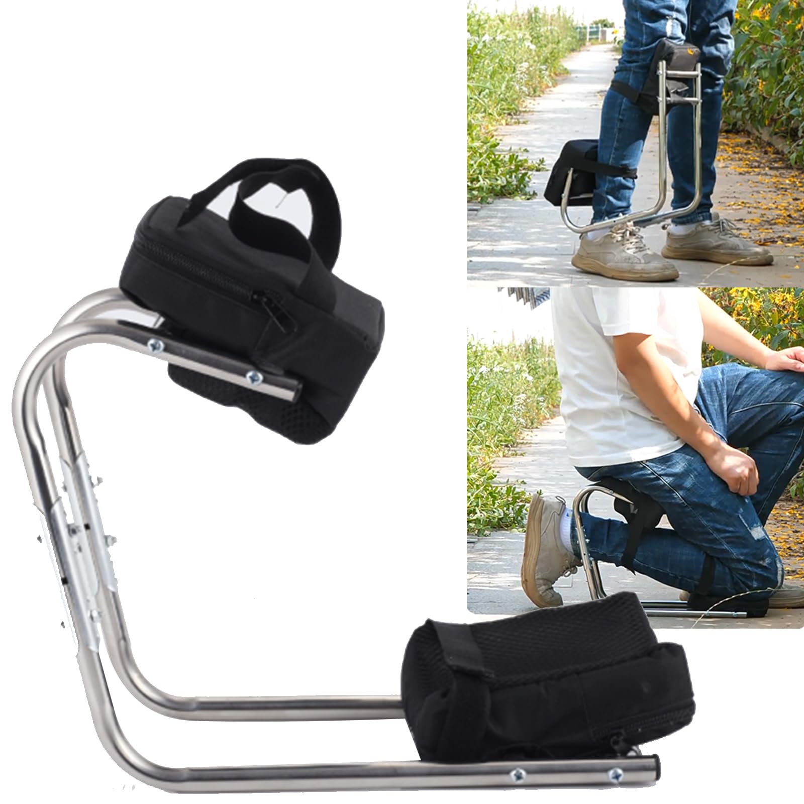Asiento de rodilla ajustable mejorado para jardinería para jardinería segura, soporte para albañiles, incluye instrucciones en inglés (idioma español no garantizado)