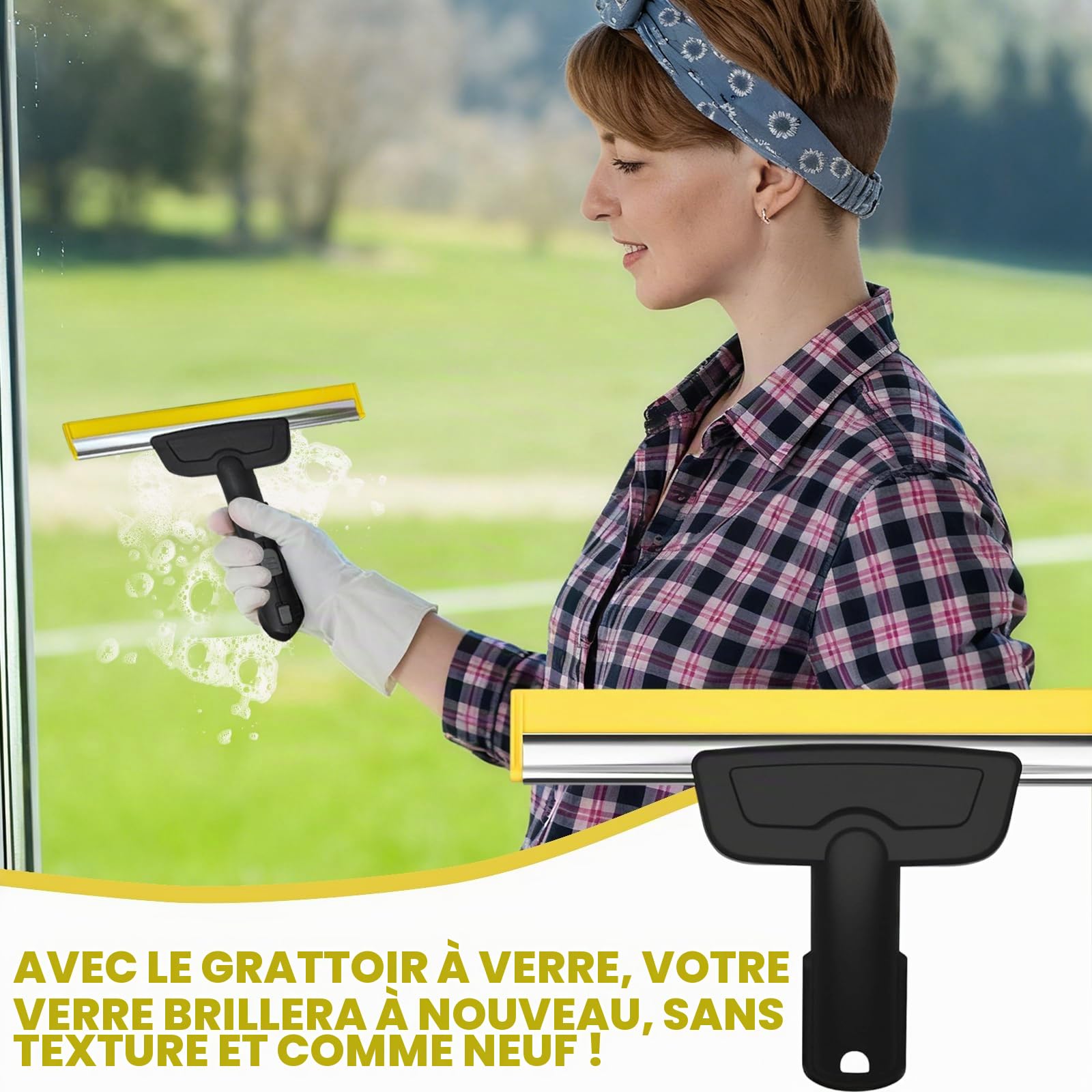 Buse de fenêtre pour nettoyeur vapeur Kärcher avec chiffon en microfibre compatible avec Kärcher SC1 SC2 SC3 SC4 SC5 SC7, accessoire de rechange pour un nettoyage sans traces du verre, des fenêtres et