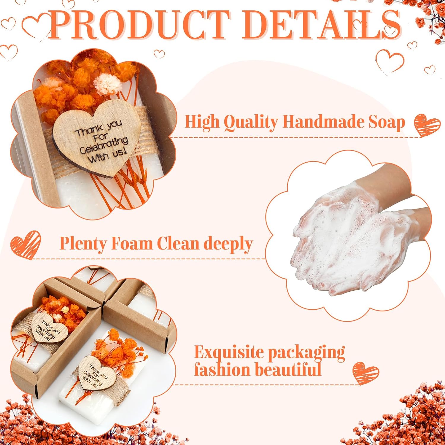 Demissle 30 Pcs Mini Scent Soap Party Favor Baby Shower Favor, orange,novel image 3