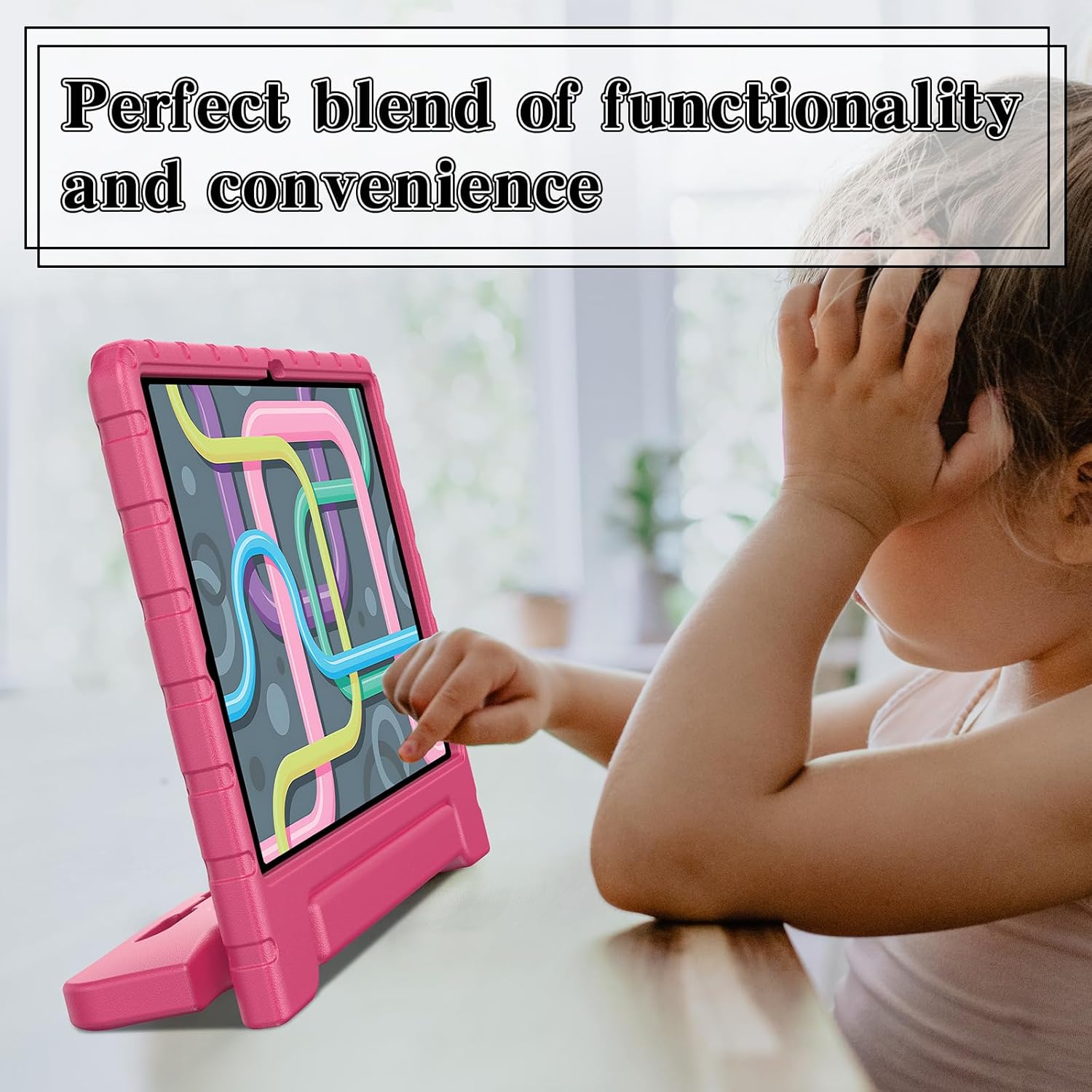 for Samsung Galaxy Tab S10 Plus/ S9 FE Plus/ S9 Plus Case with Pencil Holder & Handle Stand, New Super Protection Kids Cover for Samsung 12.4 inch 5G Tablet 2024/2023 - Rose Red