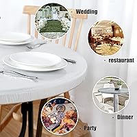 Vista 2 de LUSHVIDA - Mantel ajustable de vinilo para mesa redonda, impermeable y con borde elástico, mantel de plástico