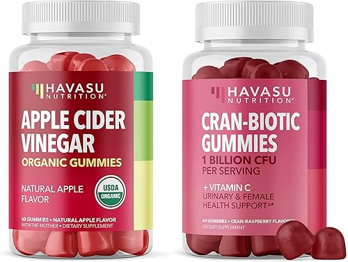 Gomitas orgánicas de vinagre de sidra de manzana y arándanos  Gomitas de salud femenina para apoyo al metabolismo y salud urinaria  60 gomitas con