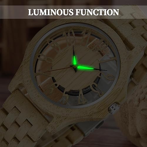 Miniatura 5 de Relojes de madera para hombre, reloj de cuarzo de madera de cebra ébano, cierre plegable, correa de madera, relojes de madera para hombre