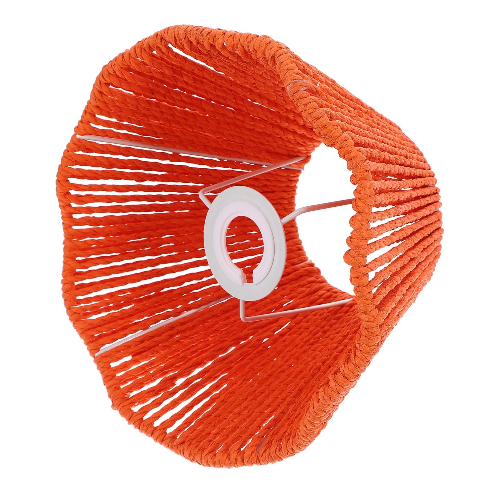 Abat-jour Décoratif en Corde de Papier Orange, Tissé