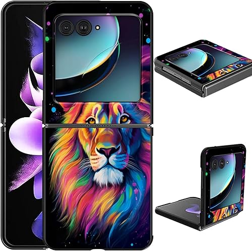 Vista 35 de Funda para Motorola Moto Razr Plus 2023 con protección de pantalla, cubierta trasera de policarbonato duro delgada y ultrafina con patrón de estante