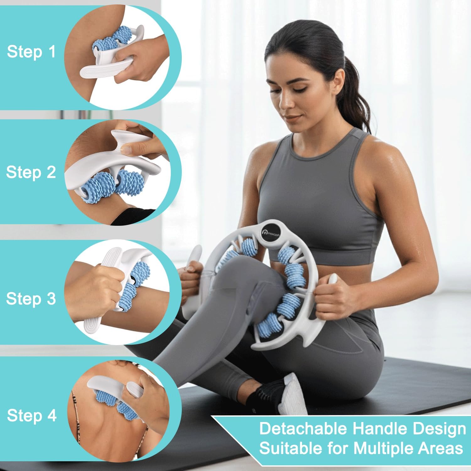 Anti-Cellulite Massage Roller for Legs & Body – Cellulite Roller & Cellulite Massage Tool with Deep Tissue Fascia Rolling for Lymphatic Drainage, Thighs & Buttocks (Blue)