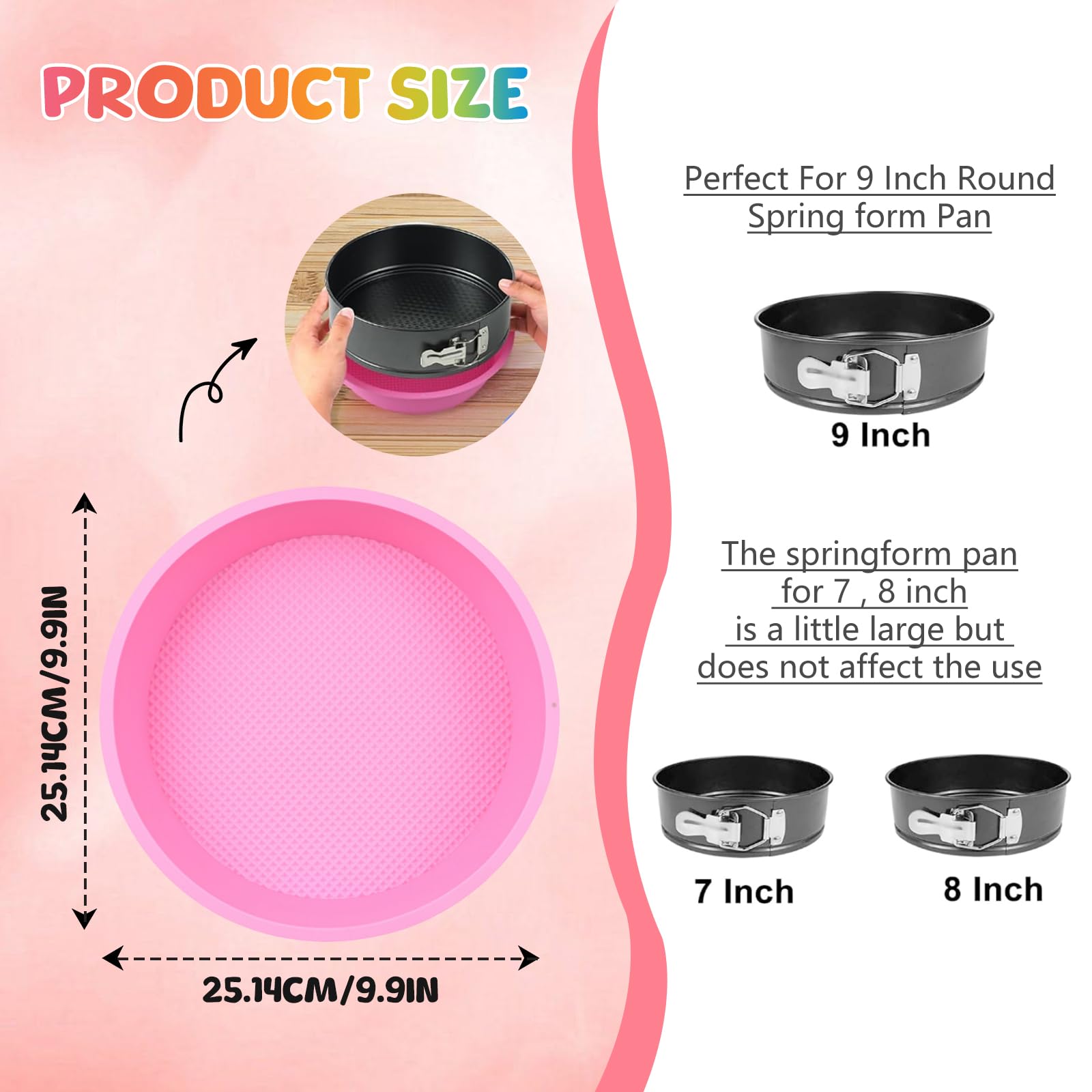 4 Pack Cheesecake Pan Protector,Silicone Springform Pan Protector,Cheesecake Water Bath Pan Round Springform Pan for 9,9.5,7,8 Inch Cake Mold Cake Baking Pans,Silicone Baking Pan Accessories