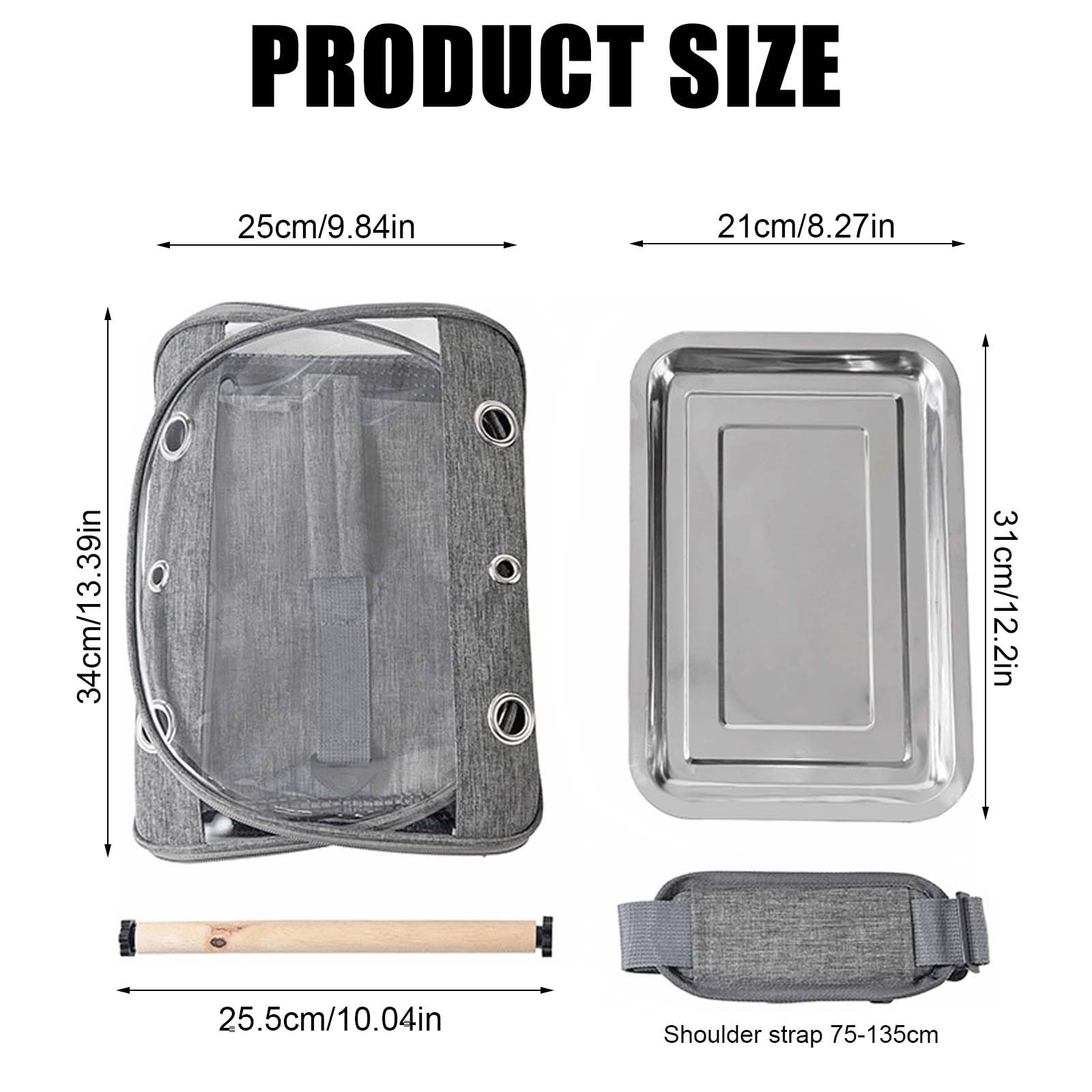 Borsa per il trasporto per uccelli con asta in acciaio inox, per pappagalli, pappagalli, piccoli animali, per viaggi, escursioni, campeggio, pieghevole a 180°