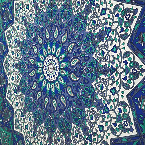 Floreale indiano di cotone blu Tapestry Wall