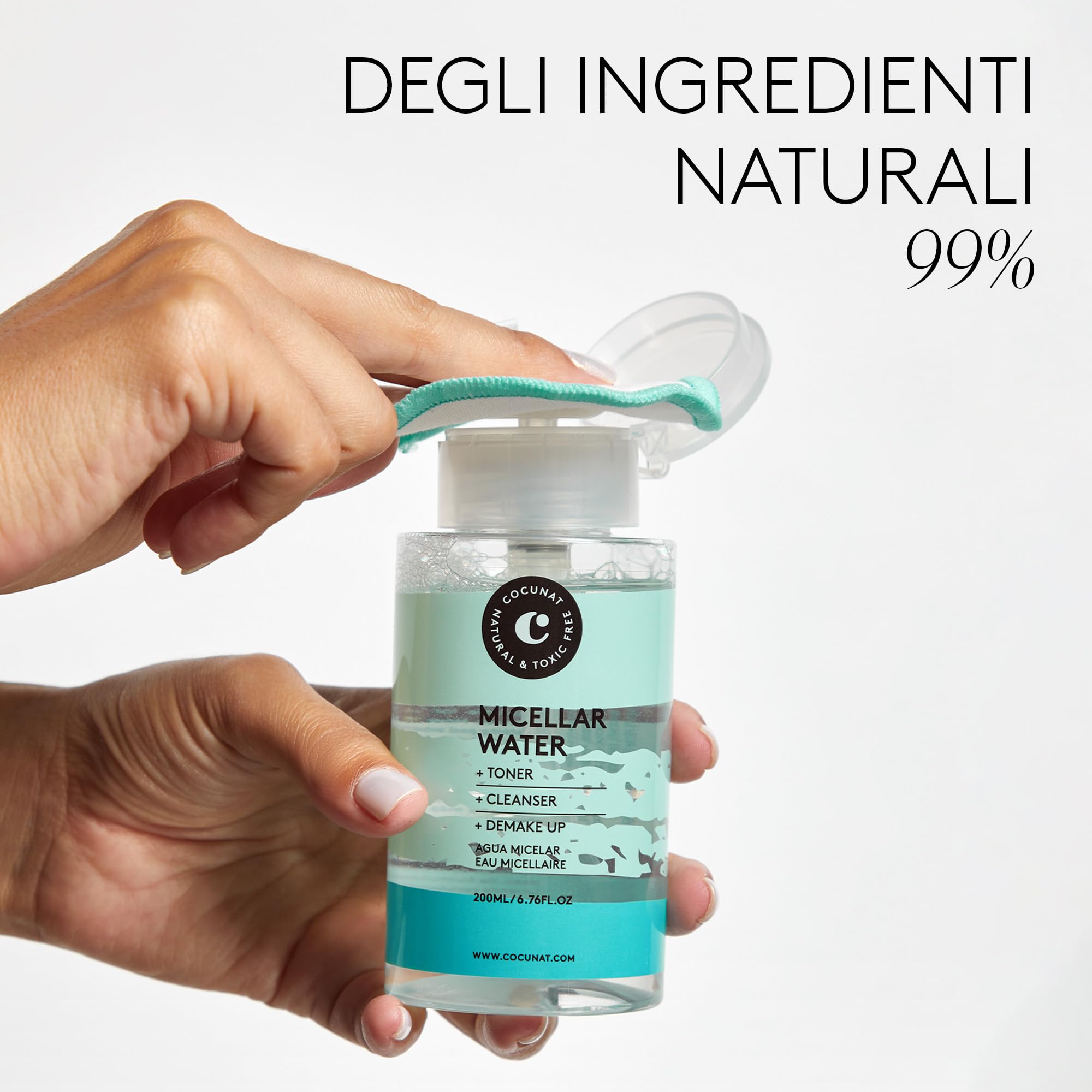 COCUNAT - Acqua Micellare 3 in 1 - Deterge, Tonifica e Rimuove il Trucco - Aloe Vera - Lavanda - Adatta Alle Pelli Sensibili - Senza Silicone e Parabeni - 200 ml