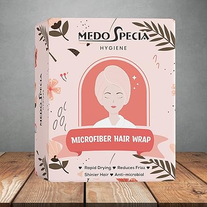 Medo specia Microfiber Hair Towel Wrap | Ultra Absorbent, Fast Drying, No Frizz Hair Wrap Towels for Women| Suitable for Wet Hair, Curly, Longer, Thicker Hair (Double Layered)