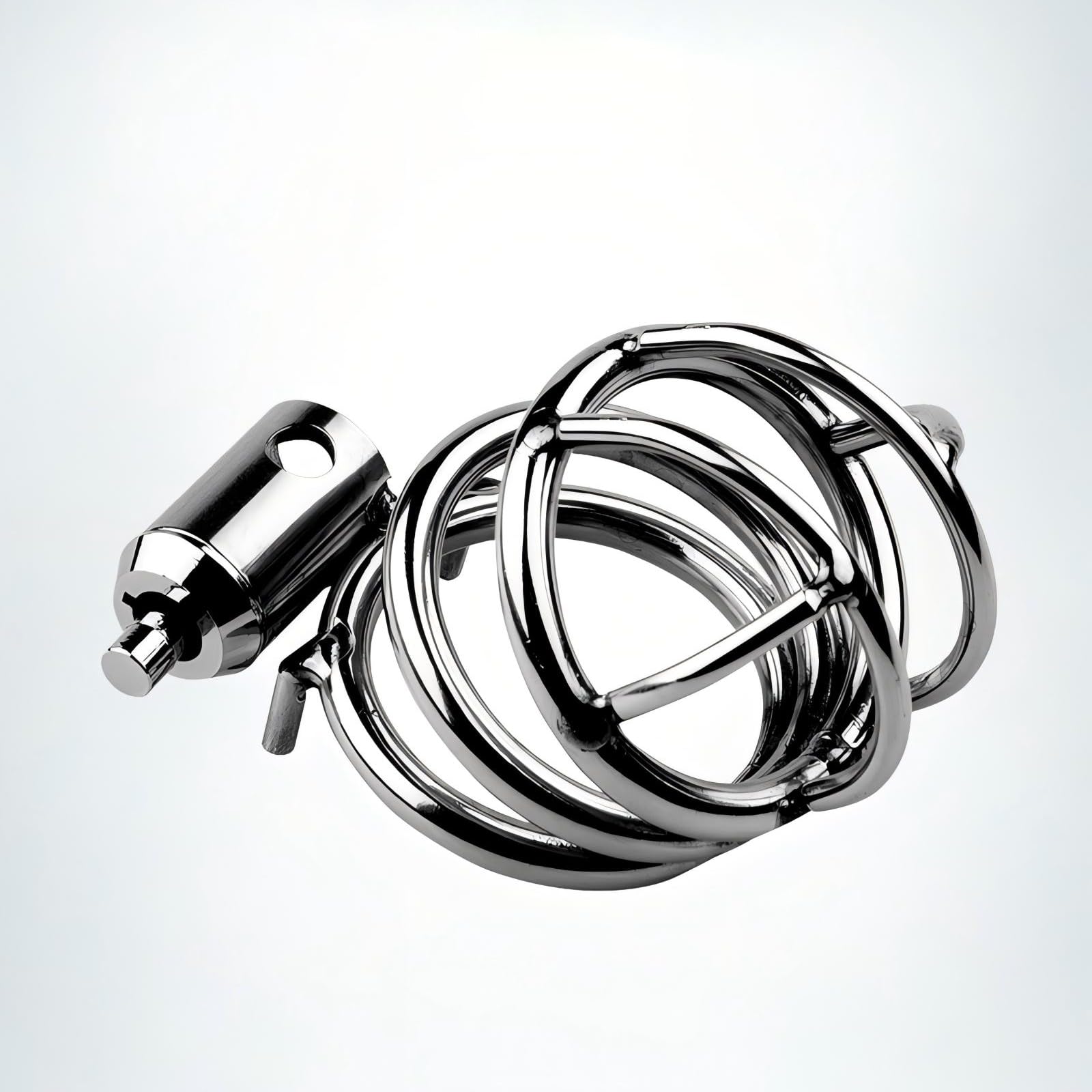 Cage de Chasteté Pénis en Métal Cages de Chasteté avec 3 Ring de Taille Différente Ceinture de Chasteté avec Push-Pull Lock pour Homme Sex Toys Cage Chastetée (3 Rings)