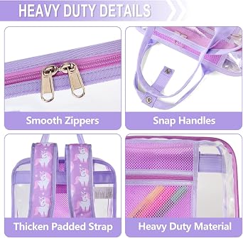Clear backpack,VASCHY HeavyDuty Transparent See Through School Backpack BookBag