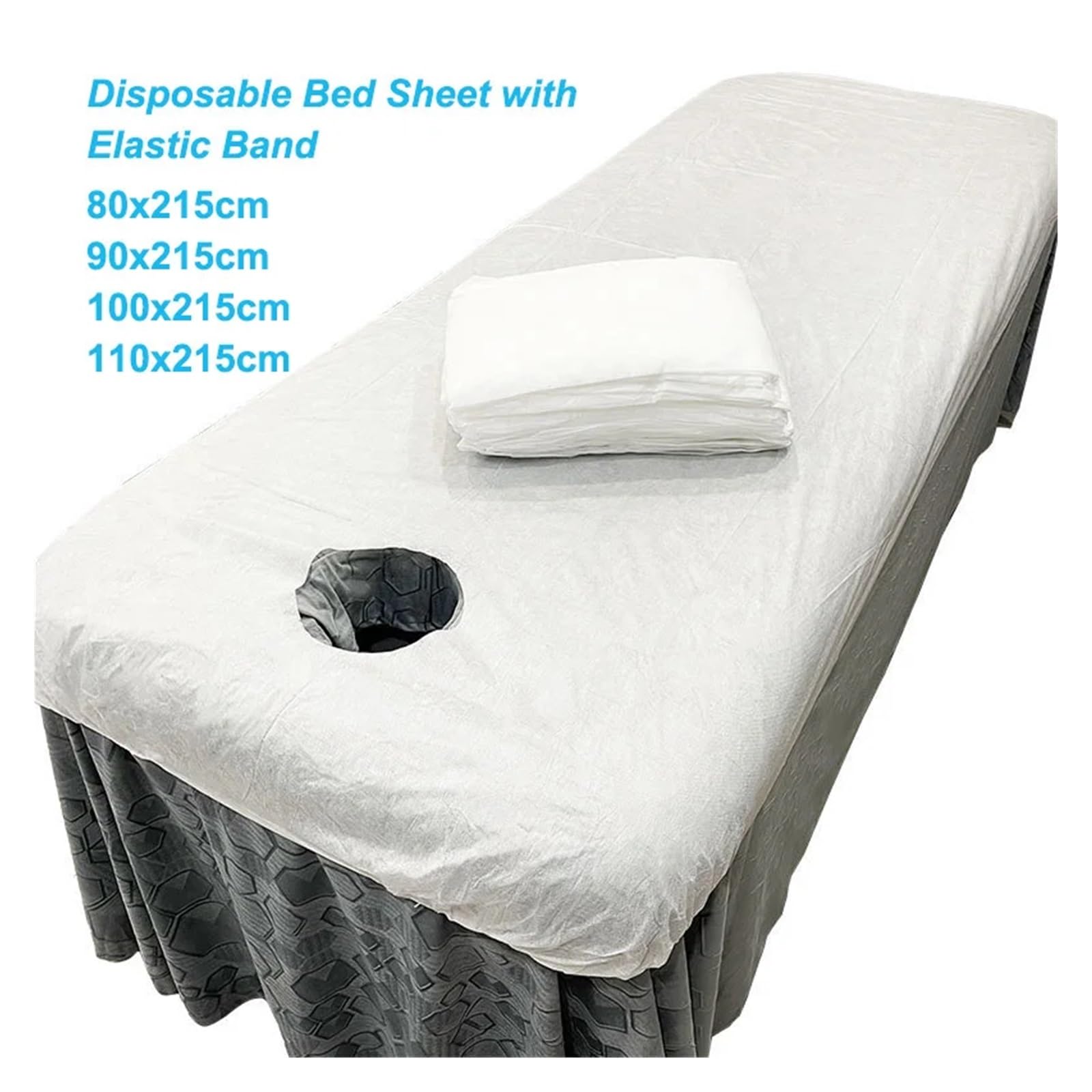 Sabanas Camilla Masaje Sábanas desechables con banda elástica, cubierta for mesa de masaje de salón, transpirable, no tejido, for Spa, tatuaje, viaje, Hotel, antisuciedad(Waterproof 110x215cm,20pcs)